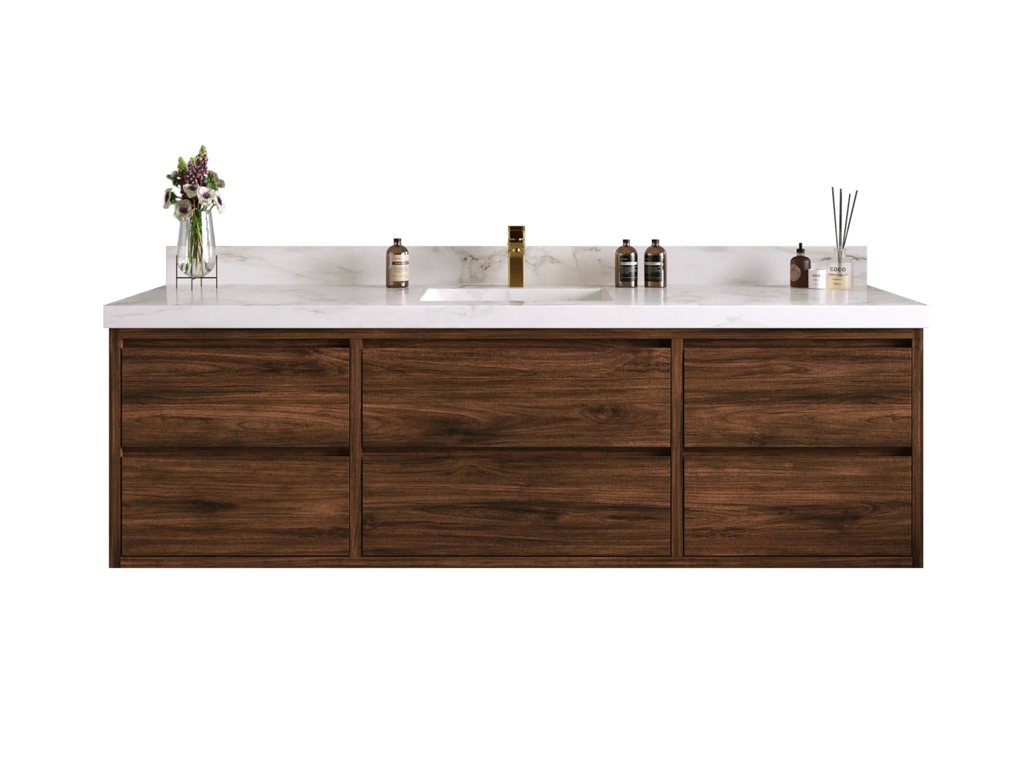 Madison Floating Teak 72 in. W x 22 in. D Single Sink Bathroom Vanity - Willow Bath and Vanity