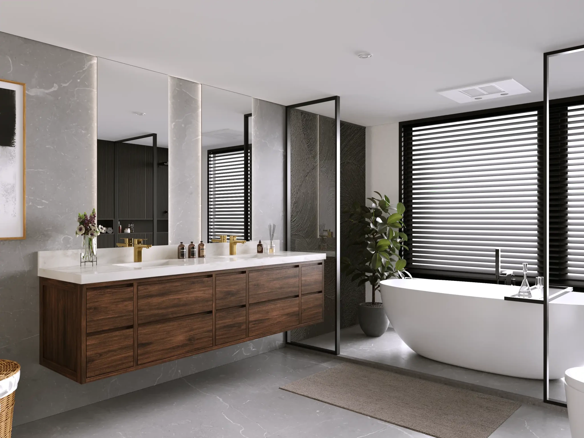 Madison Floating Teak 84 in. W x 22 in. D Double Sink Bathroom Vanity - Willow Bath and Vanity