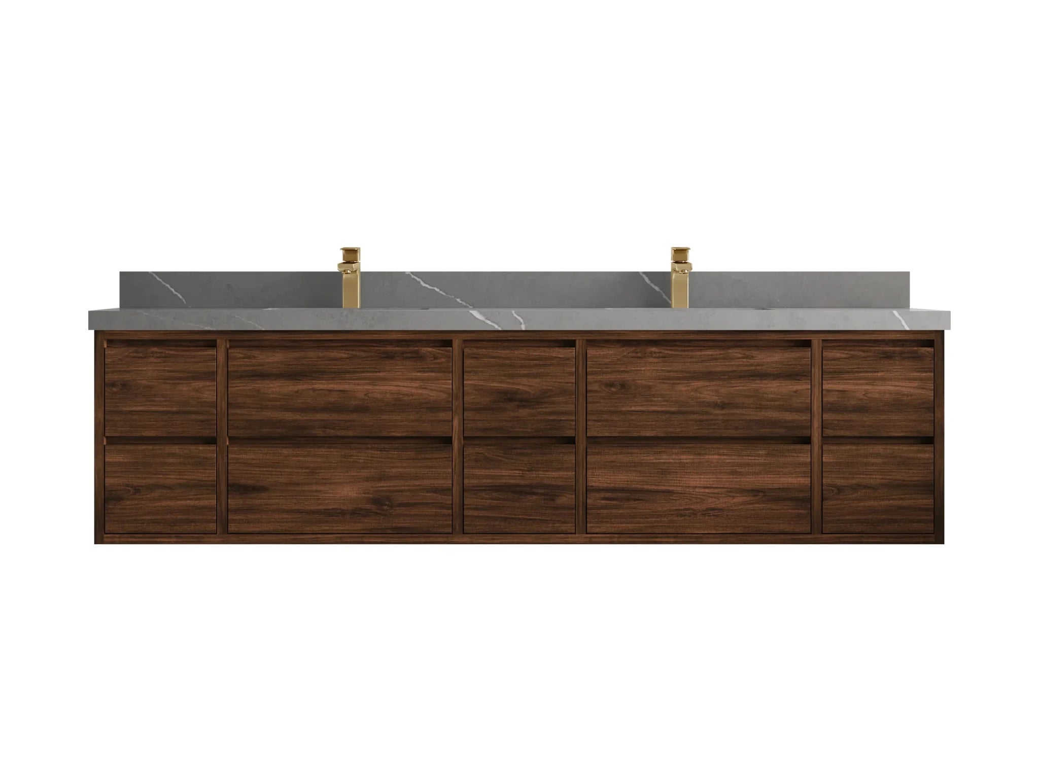 Madison Floating Teak 84 in. W x 22 in. D Double Sink Bathroom Vanity - Willow Bath and Vanity