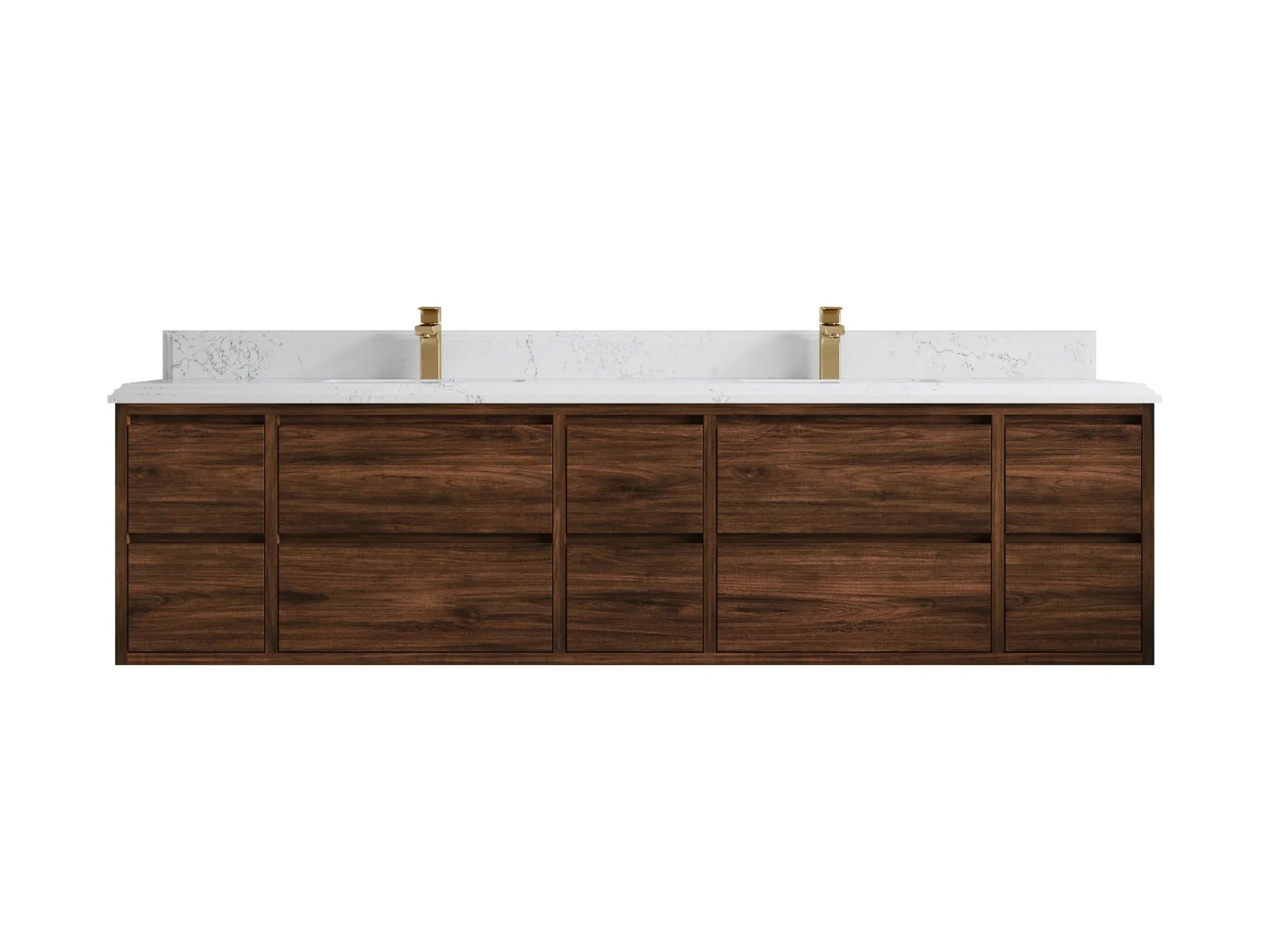 Madison Floating Teak 84 in. W x 22 in. D Double Sink Bathroom Vanity - Willow Bath and Vanity