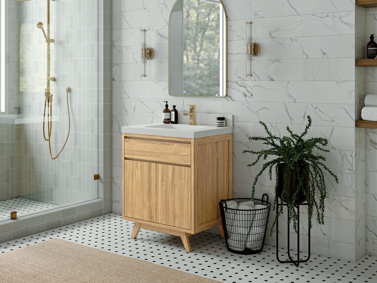 Madison Teak Wood 30 in. W x 22 in. D Single Sink Bathroom Vanity - Willow Bath and Vanity