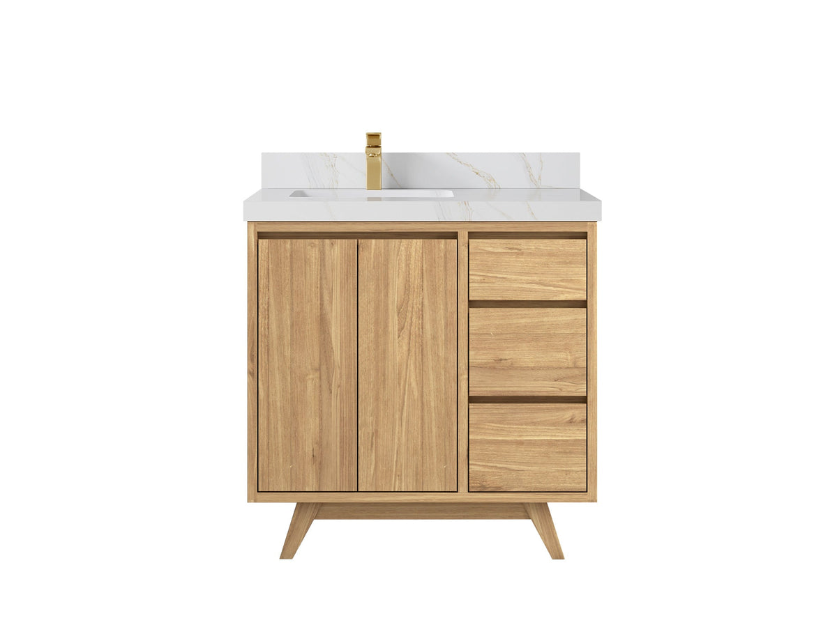 Madison Teak Wood 36 in. W x 22 in. D Left Offset Sink Bathroom Vanity - Willow Bath and Vanity