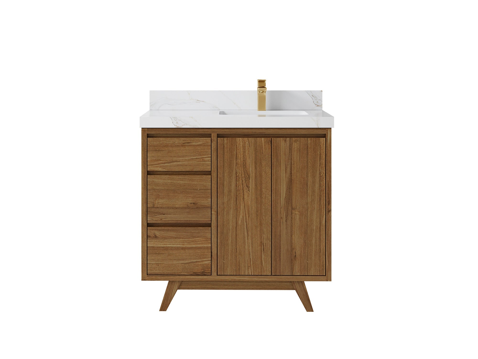 Madison Teak Wood 36 in. W x 22 in. D Right Offset Sink Bathroom Vanity - Willow Bath and Vanity