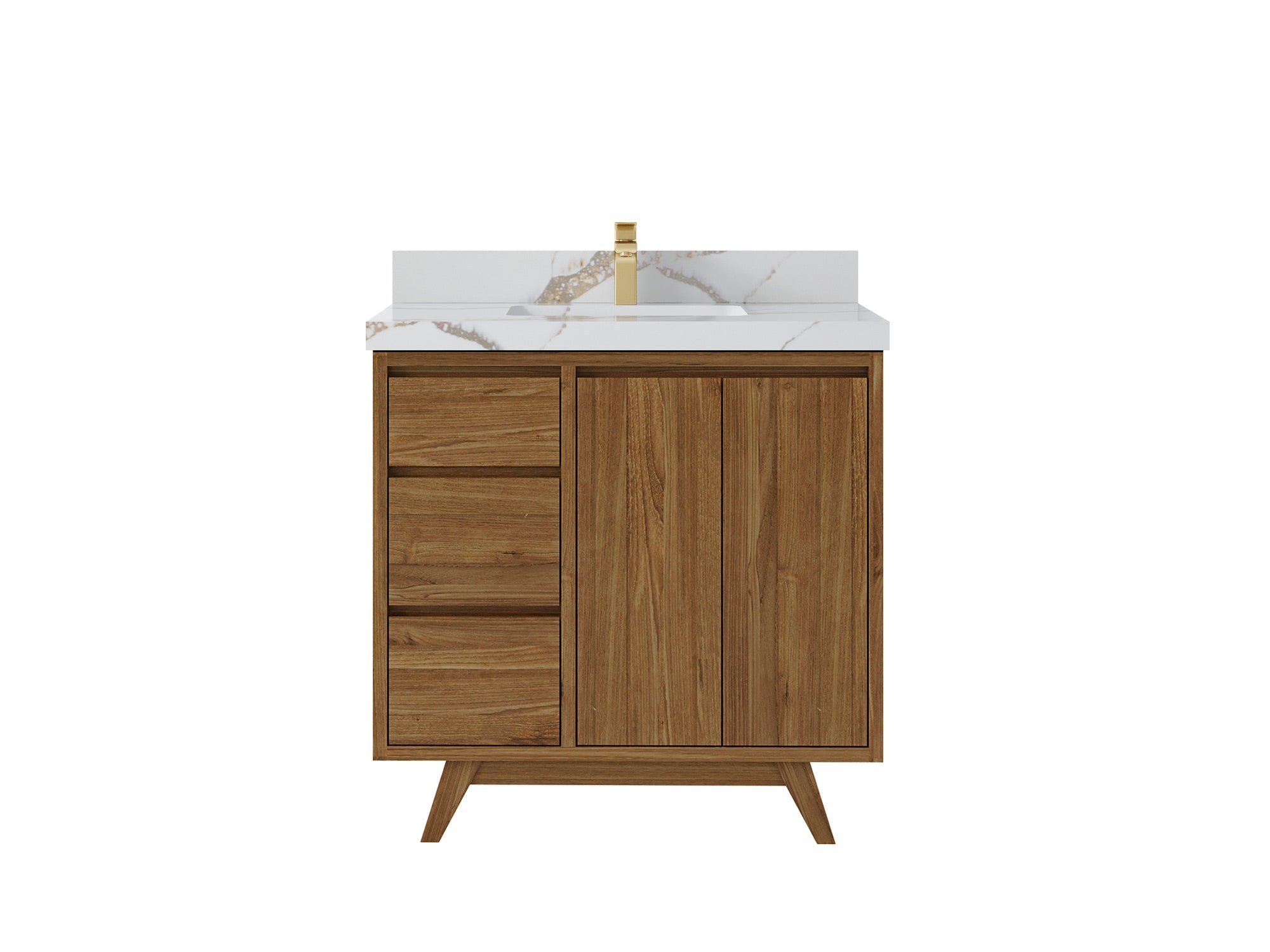 Madison Teak Wood 36" W x 22" D Center Sink Vanity – Perfect for a Modern Bathroom - Willow Bath and Vanity