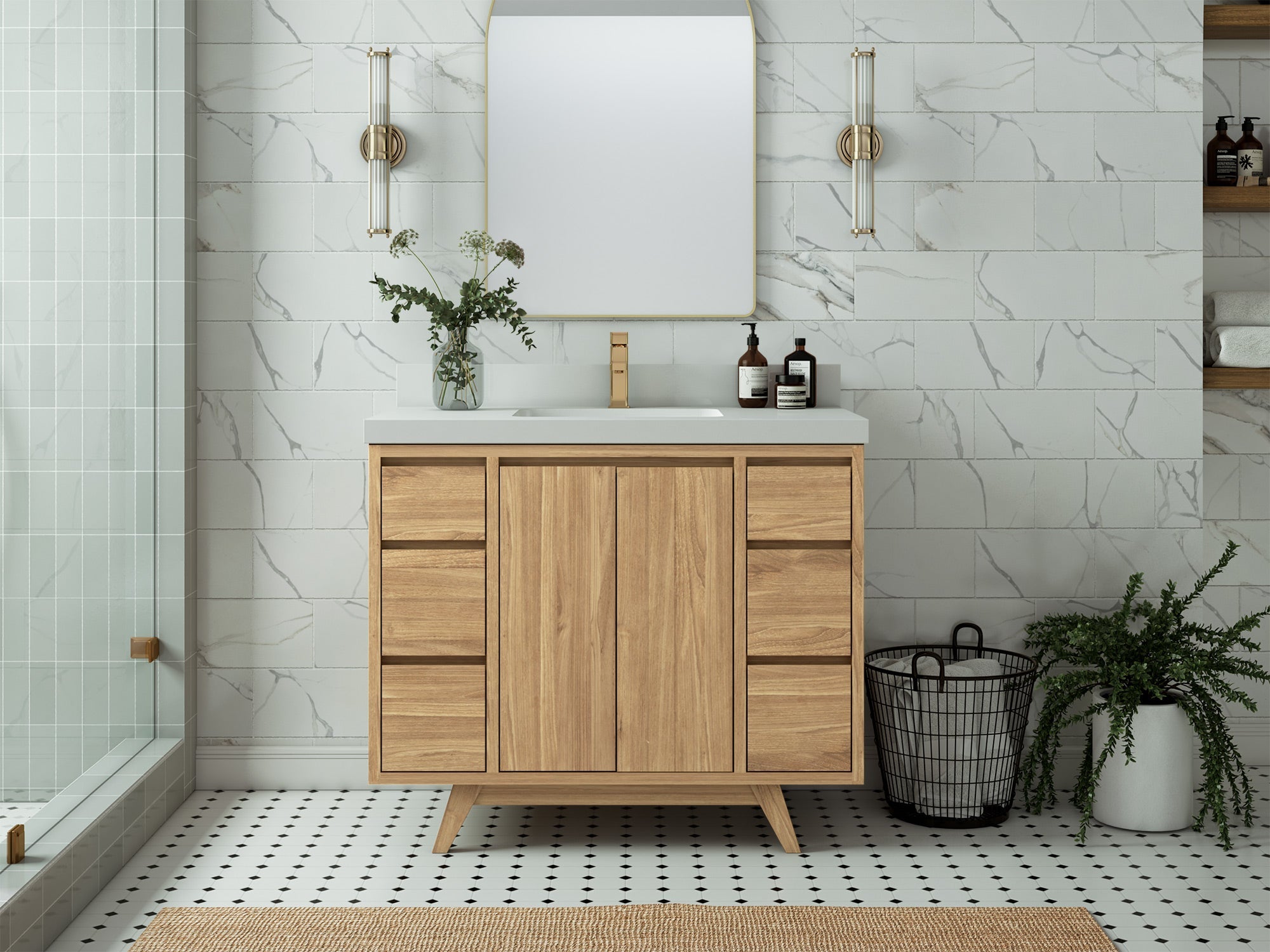 Madison Teak Wood 42 in. W x 22 in. D Single Sink Bathroom Vanity - Willow Bath and Vanity