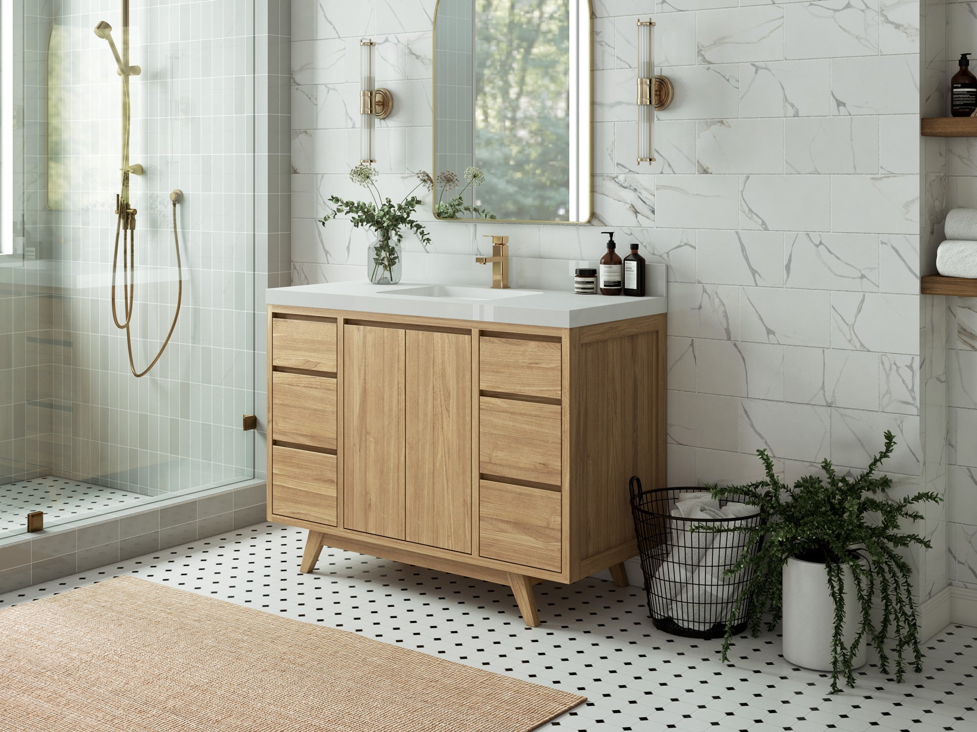 Madison Teak Wood 48 in. W x 22 in. D Single Sink Bathroom Vanity - Willow Bath and Vanity