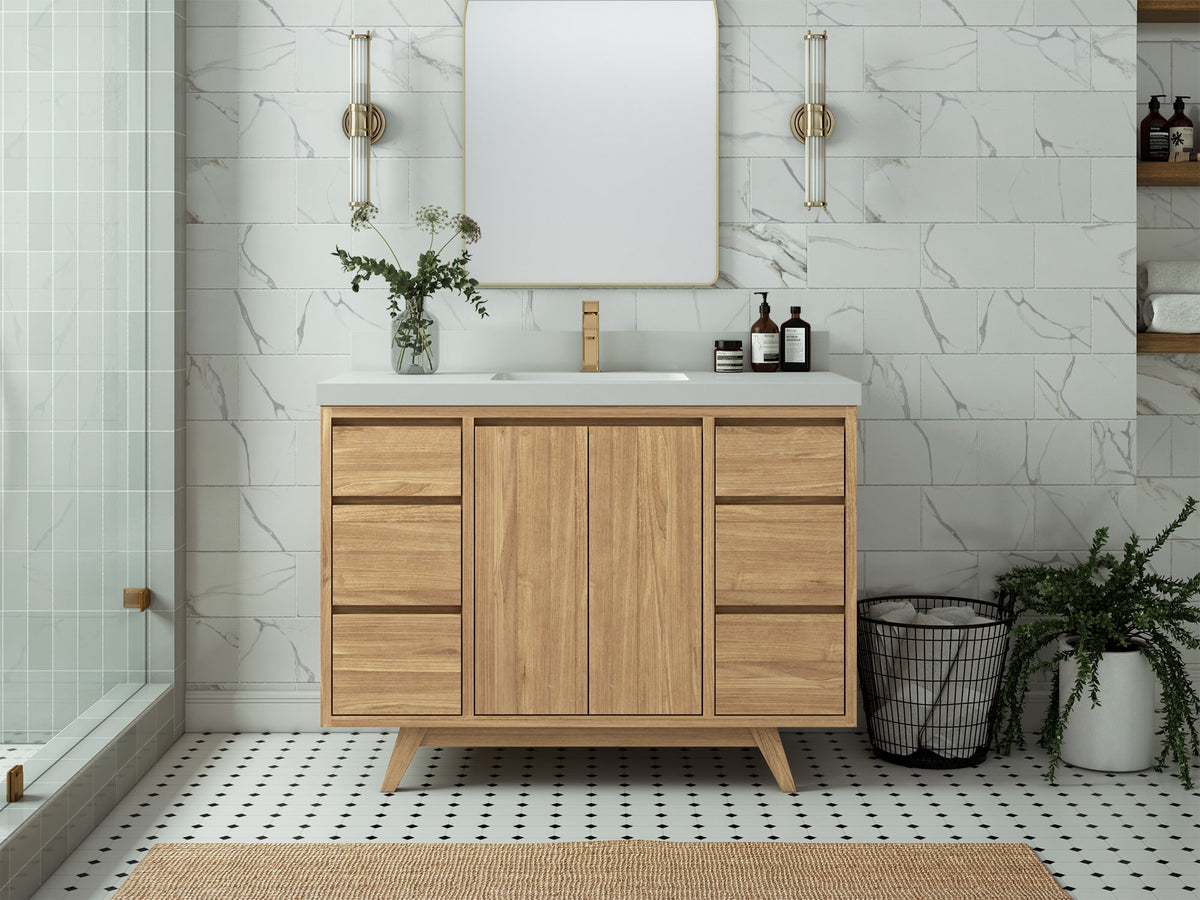 Madison Teak Wood 48 in. W x 22 in. D Single Sink Bathroom Vanity - Willow Bath and Vanity