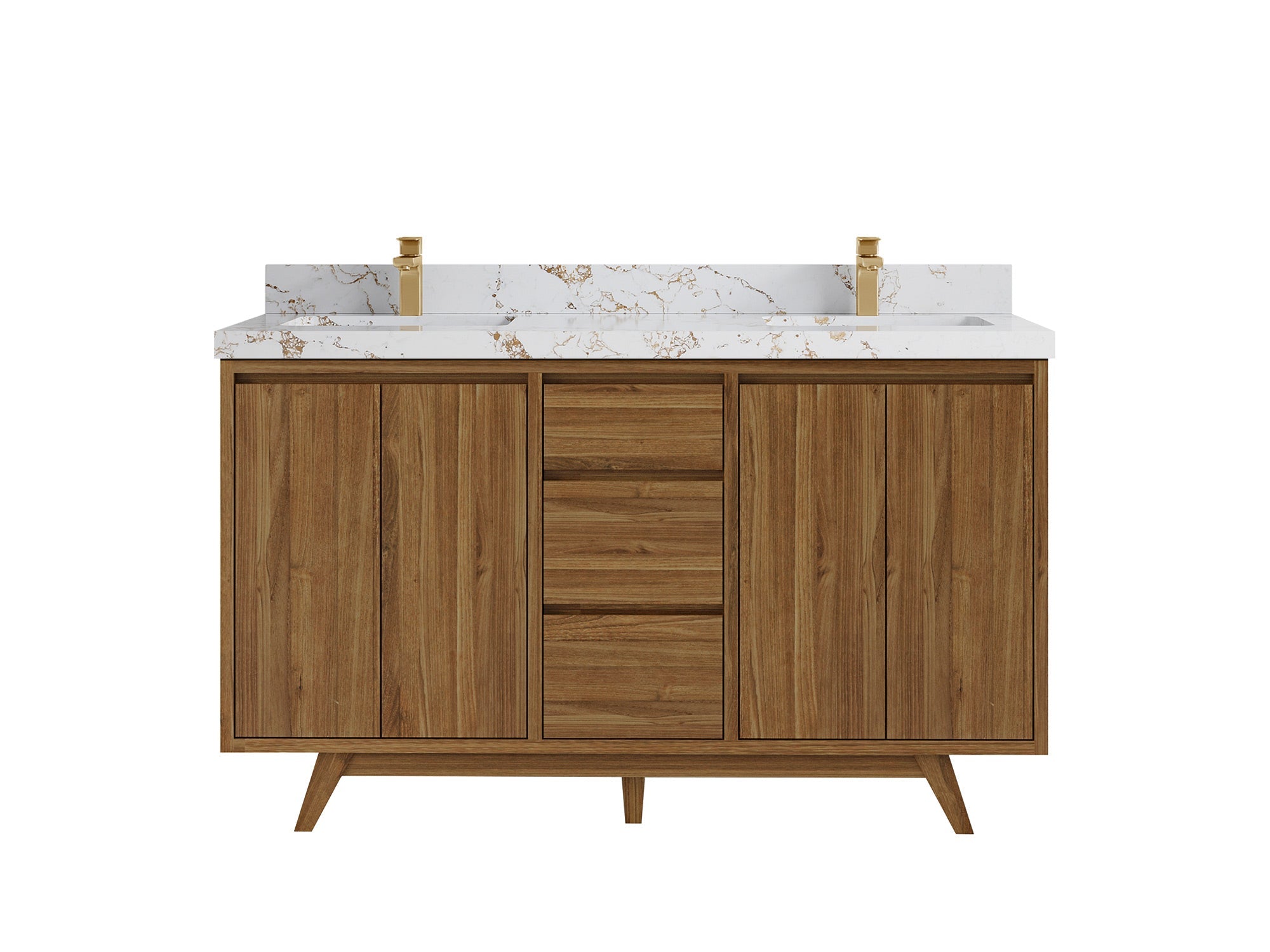 Madison Teak Wood 60 in. W x 22 in. D Double Sink Bathroom Vanity - Willow Bath and Vanity