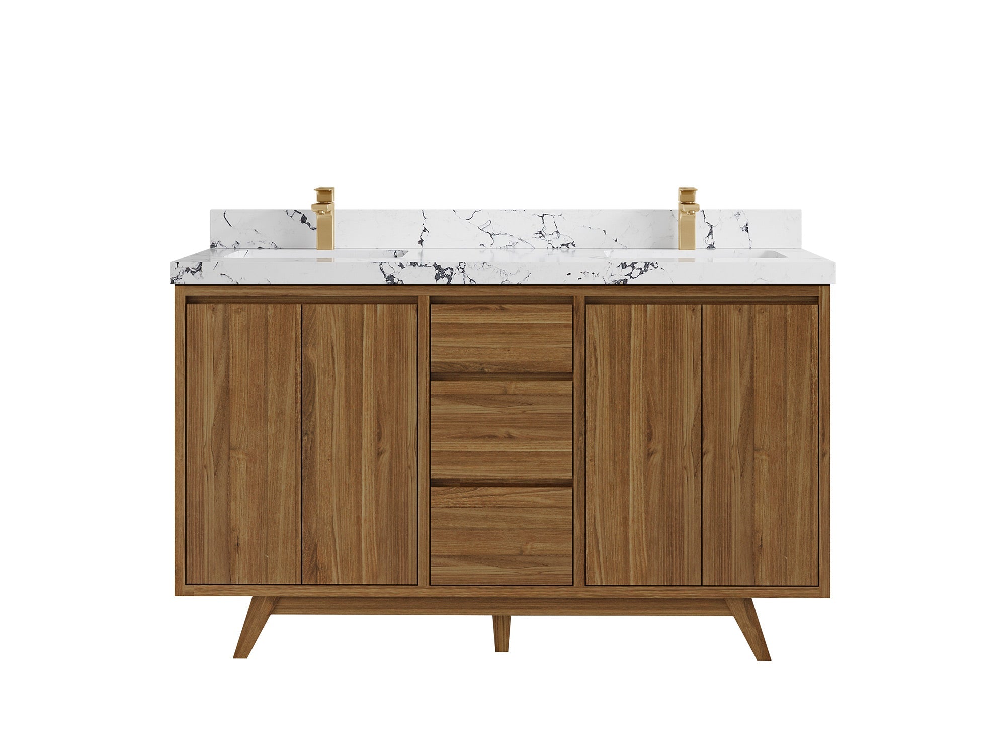 Madison Teak Wood 60 in. W x 22 in. D Double Sink Bathroom Vanity - Willow Bath and Vanity