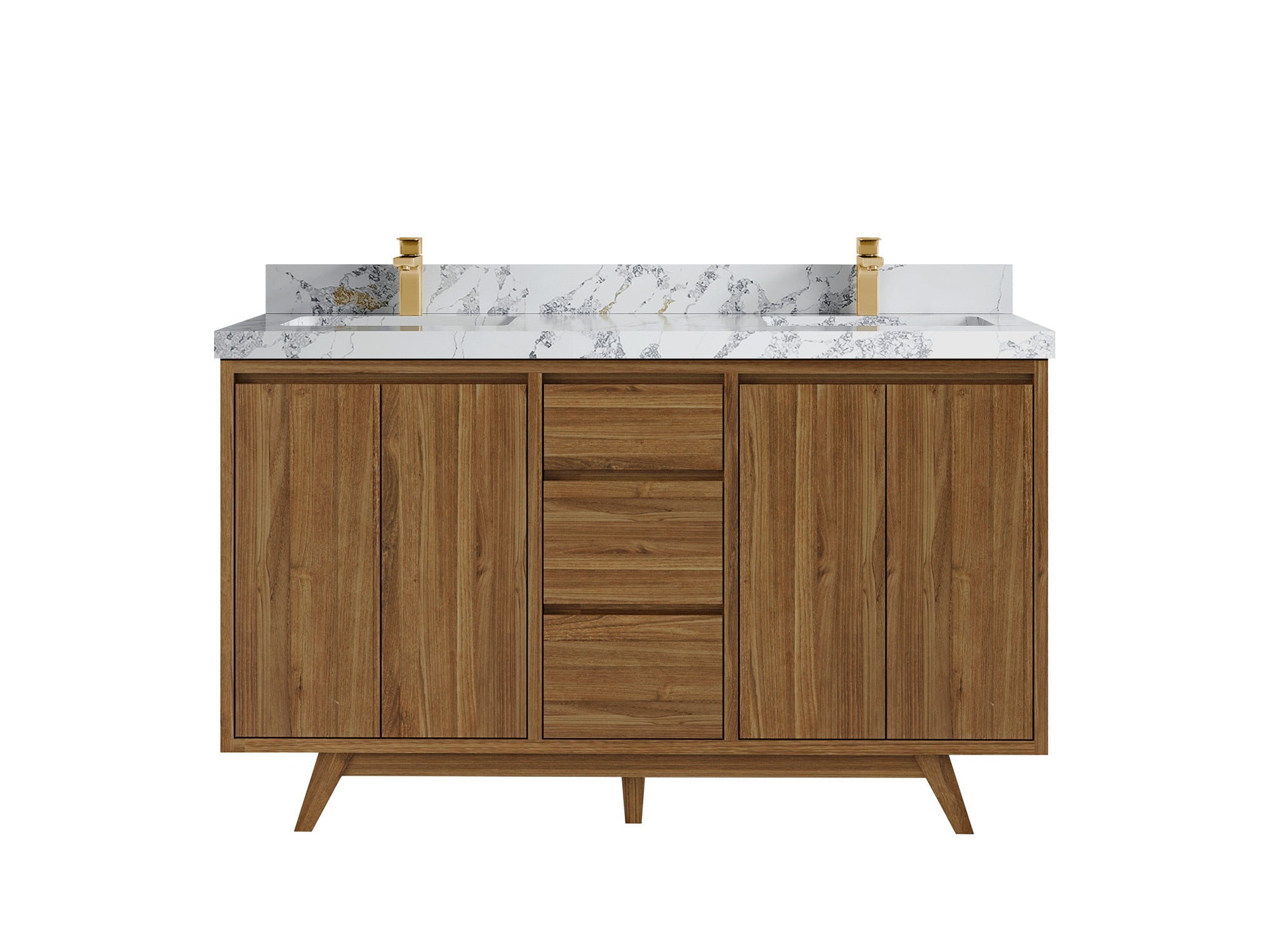 Madison Teak Wood 60 in. W x 22 in. D Double Sink Bathroom Vanity - Willow Bath and Vanity