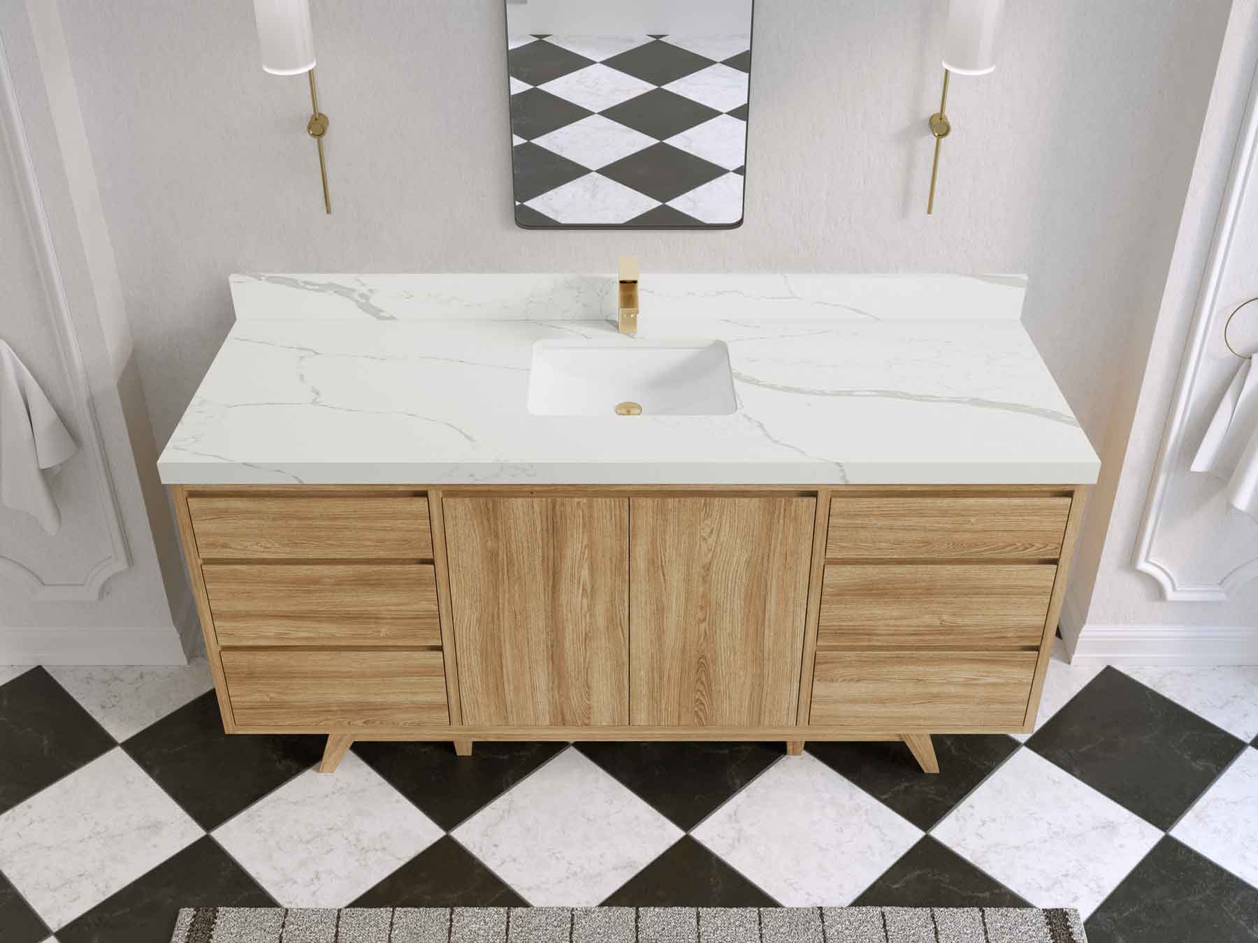 Madison Teak Wood 72 in. W x 22 in. D Single Sink Bathroom Vanity - Willow Bath and Vanity