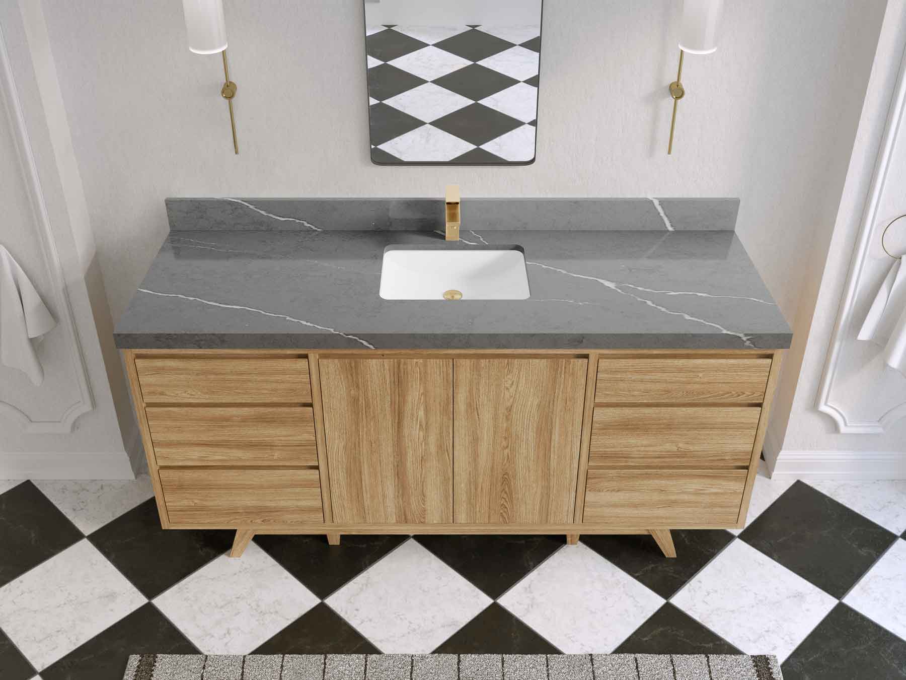 Madison Teak Wood 72 in. W x 22 in. D Single Sink Bathroom Vanity - Willow Bath and Vanity