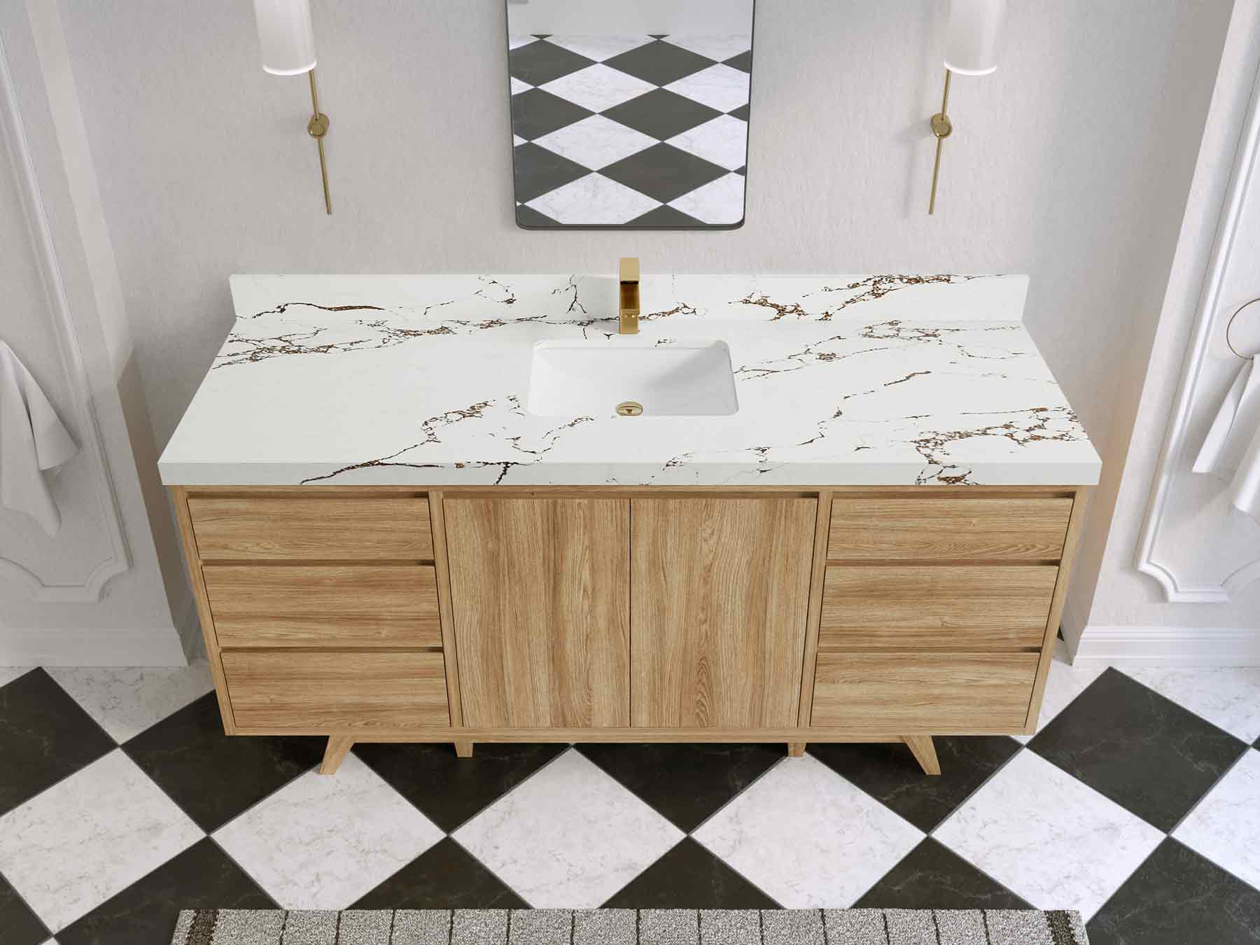 Madison Teak Wood 72 in. W x 22 in. D Single Sink Bathroom Vanity - Willow Bath and Vanity