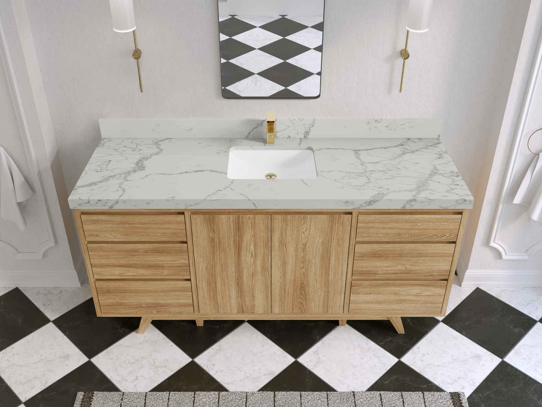 Madison Teak Wood 72 in. W x 22 in. D Single Sink Bathroom Vanity - Willow Bath and Vanity