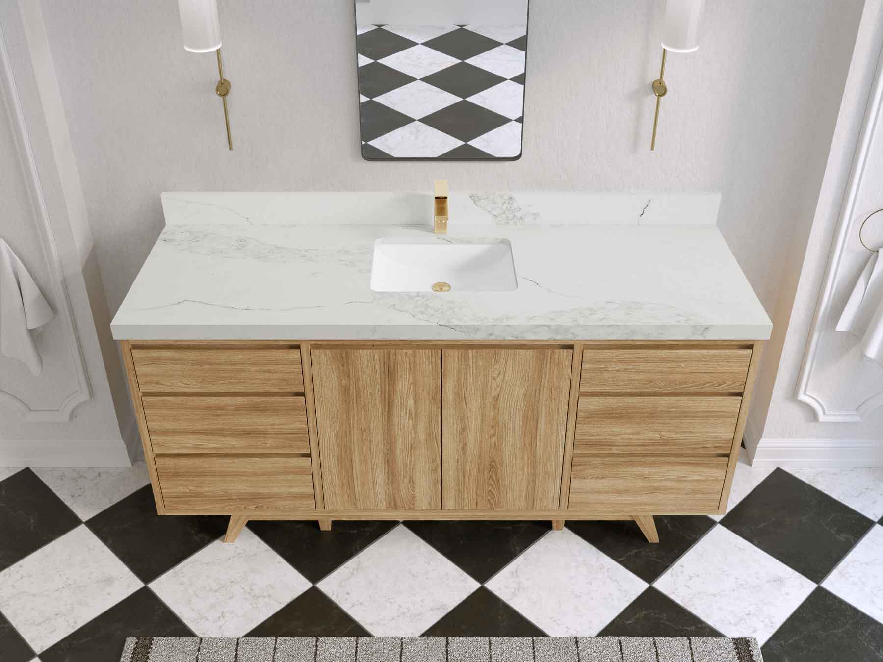 Madison Teak Wood 72 in. W x 22 in. D Single Sink Bathroom Vanity - Willow Bath and Vanity