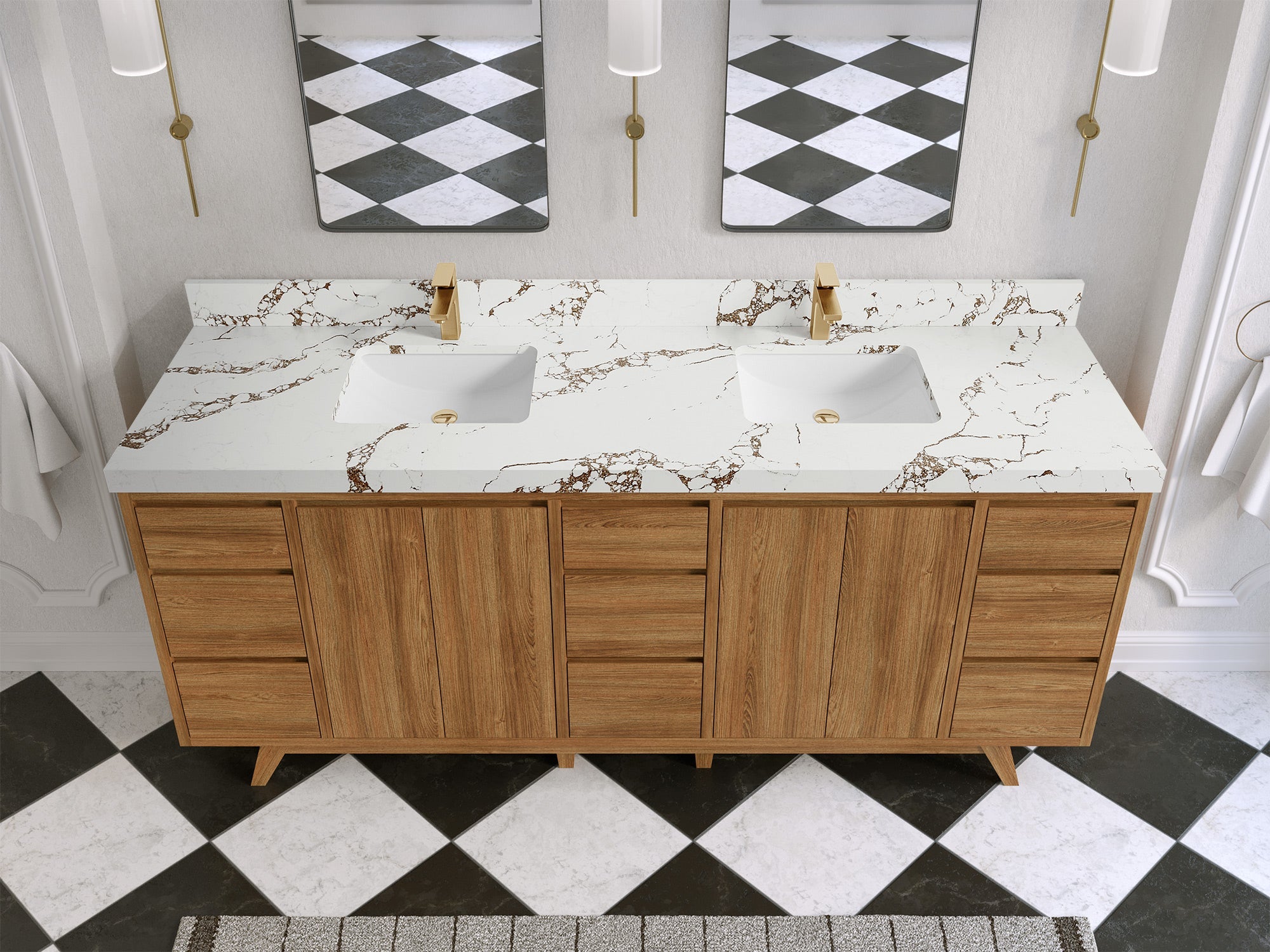 Madison Teak Wood 80 in. W x 22 in. D Double Sink Bathroom Vanity - Willow Bath and Vanity