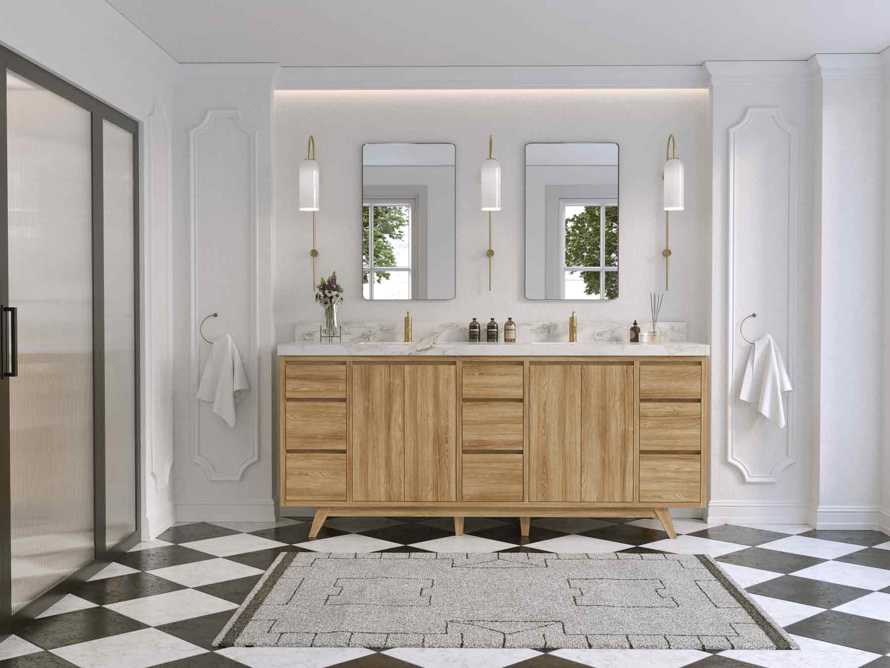 Madison Teak Wood 80 in. W x 22 in. D Double Sink Bathroom Vanity - Willow Bath and Vanity