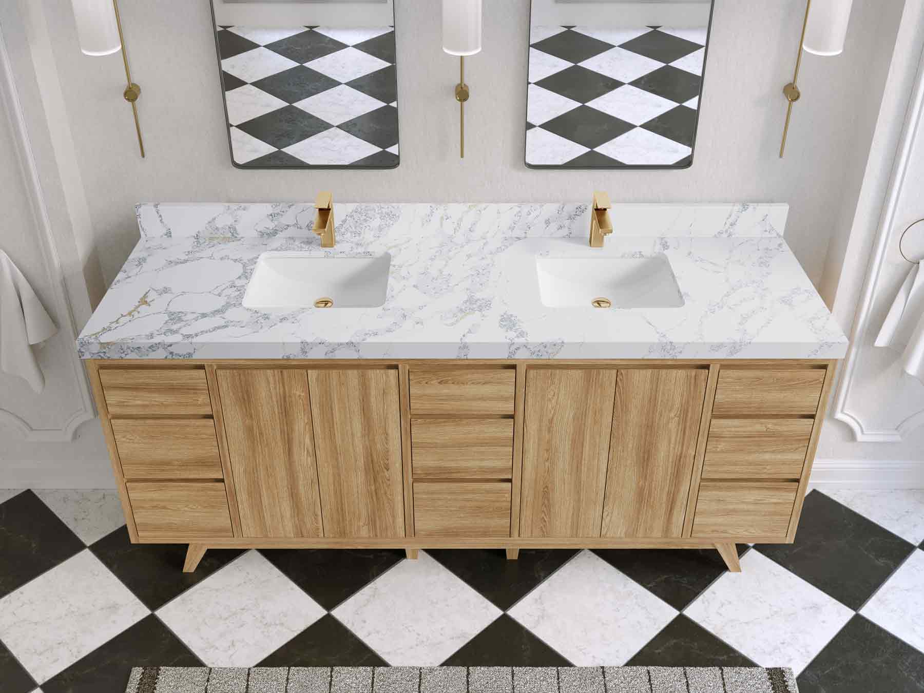 Madison Teak Wood 80 in. W x 22 in. D Double Sink Bathroom Vanity - Willow Bath and Vanity