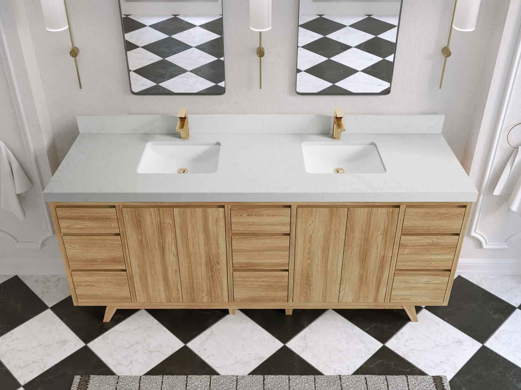 Madison Teak Wood 80 in. W x 22 in. D Double Sink Bathroom Vanity - Willow Bath and Vanity