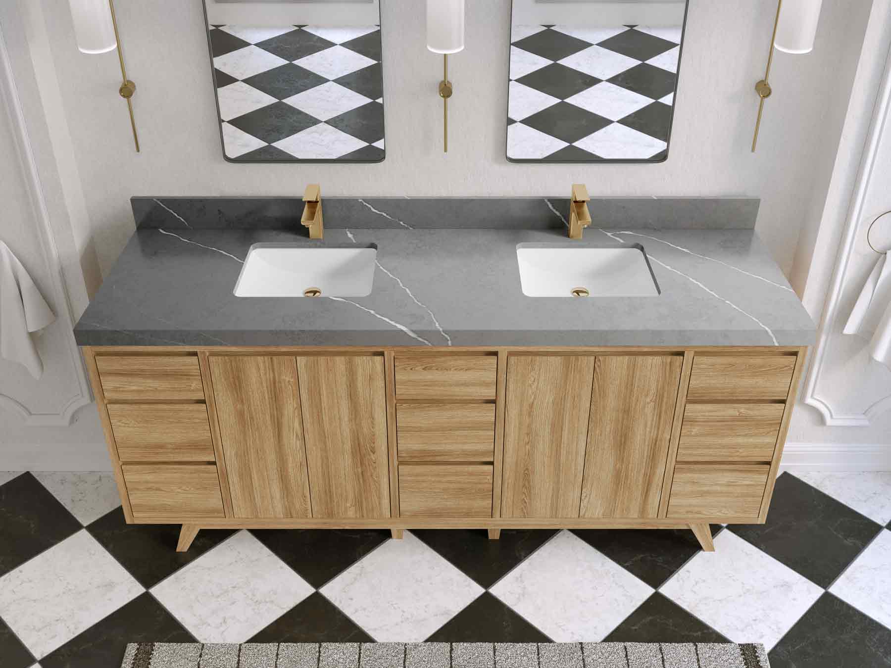 Madison Teak Wood 80 in. W x 22 in. D Double Sink Bathroom Vanity - Willow Bath and Vanity