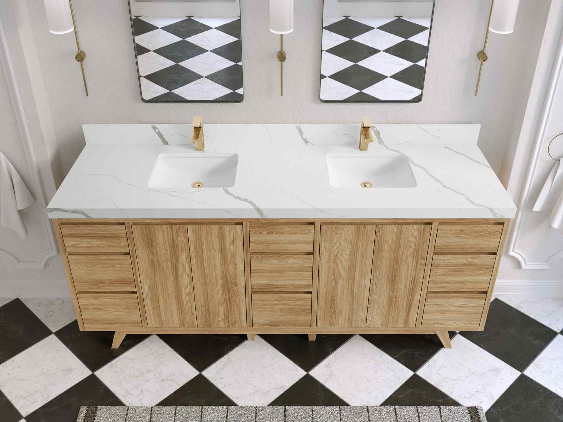 Madison Teak Wood 80 in. W x 22 in. D Double Sink Bathroom Vanity - Willow Bath and Vanity