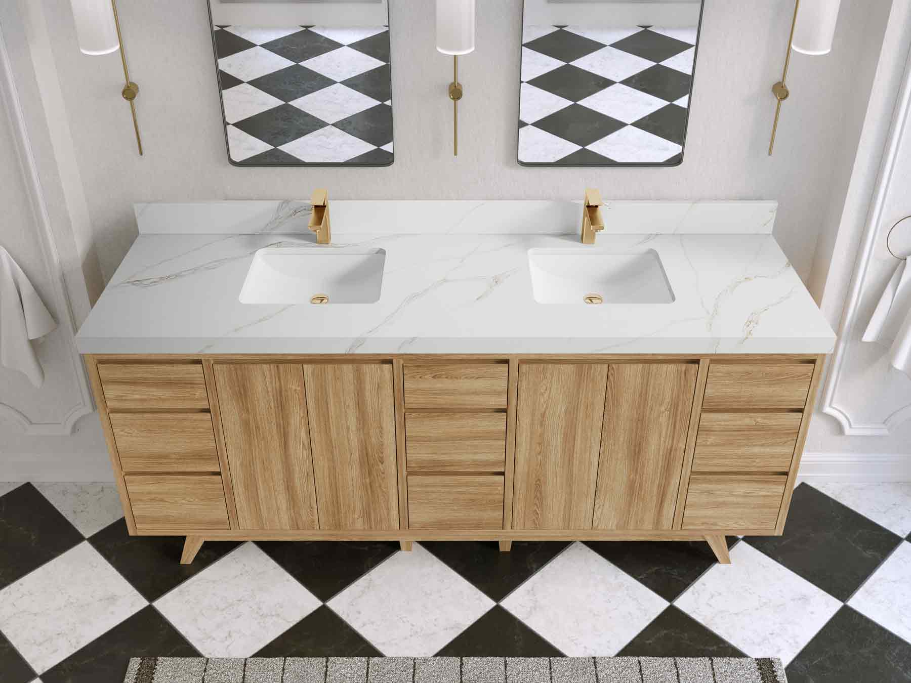 Madison Teak Wood 80 in. W x 22 in. D Double Sink Bathroom Vanity - Willow Bath and Vanity