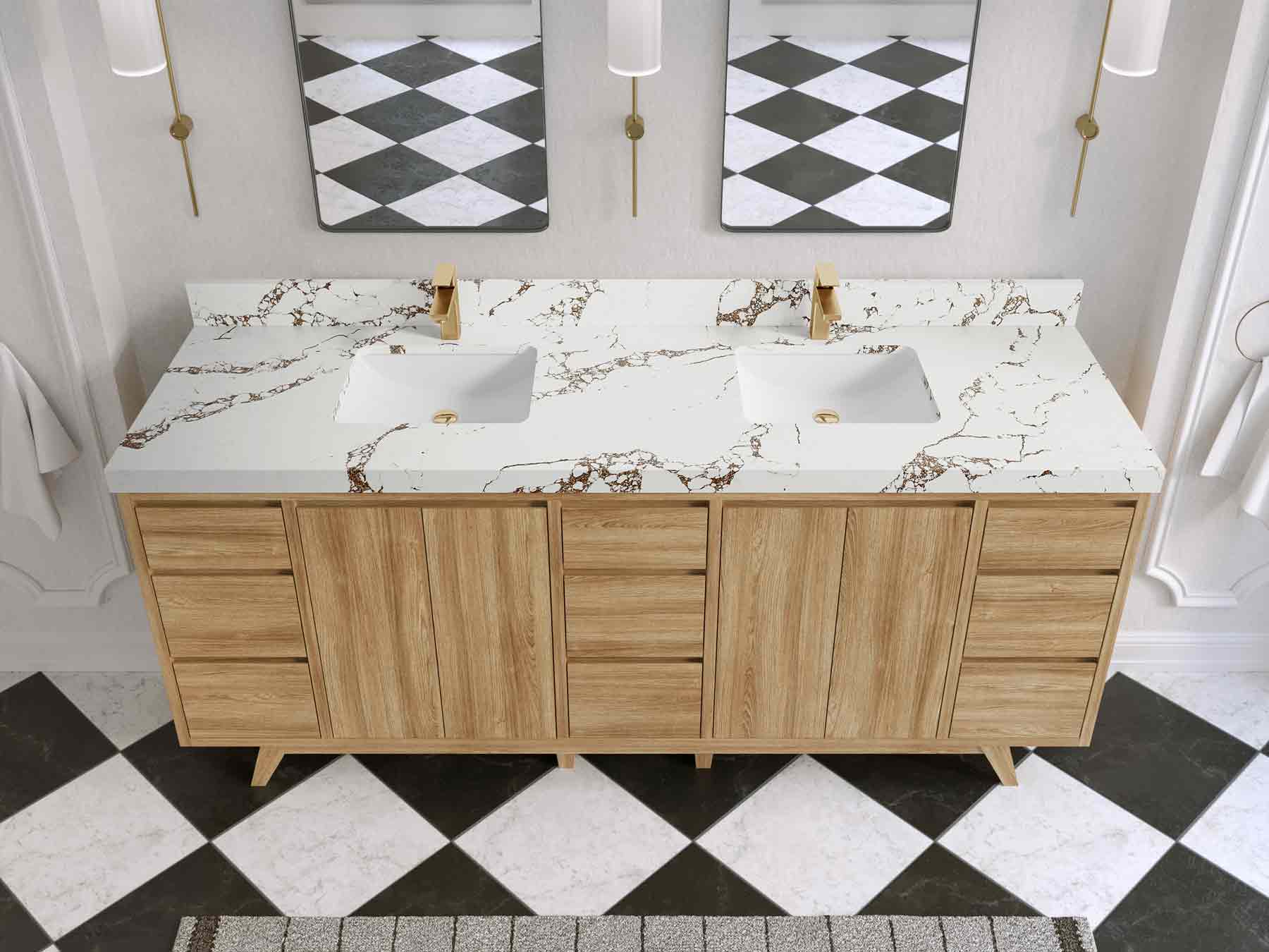 Madison Teak Wood 80 in. W x 22 in. D Double Sink Bathroom Vanity - Willow Bath and Vanity