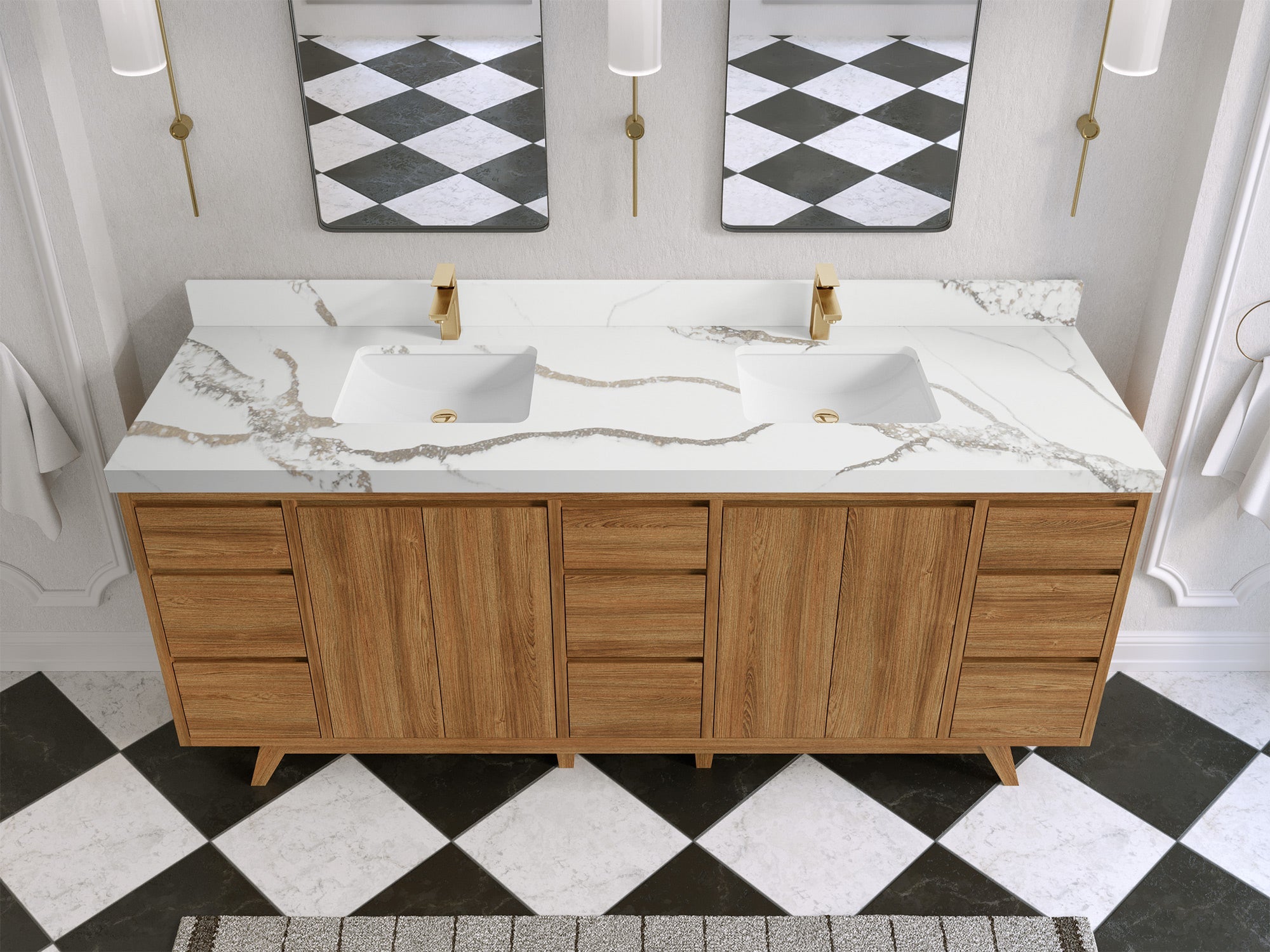 Madison Teak Wood 80 in. W x 22 in. D Double Sink Bathroom Vanity - Willow Bath and Vanity