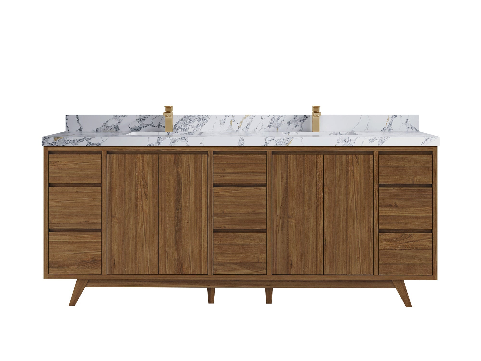 Madison Teak Wood 84 in. W x 22 in. D Double Sink Bathroom Vanity - Willow Bath and Vanity