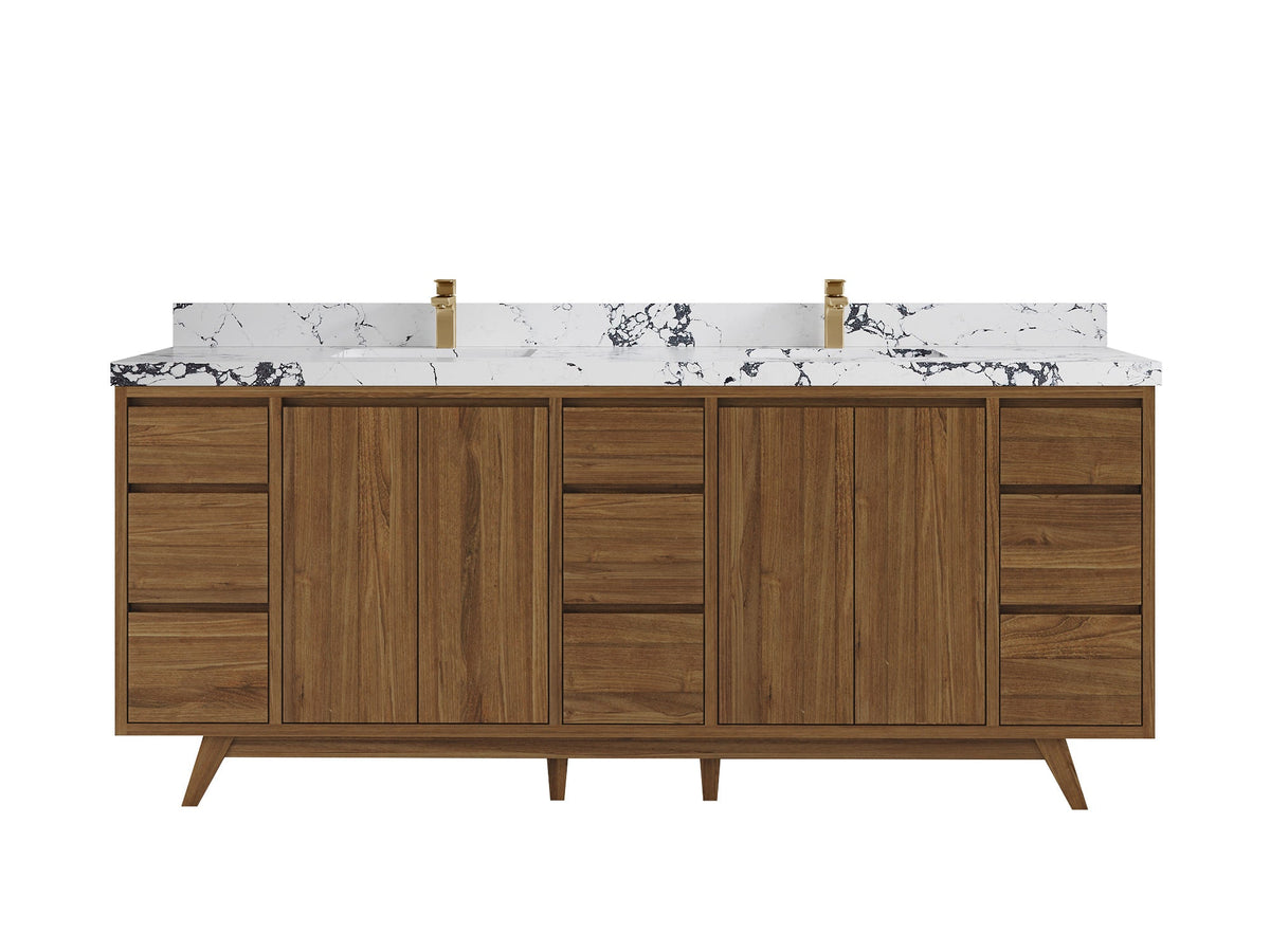 Madison Teak Wood 84 in. W x 22 in. D Double Sink Bathroom Vanity - Willow Bath and Vanity