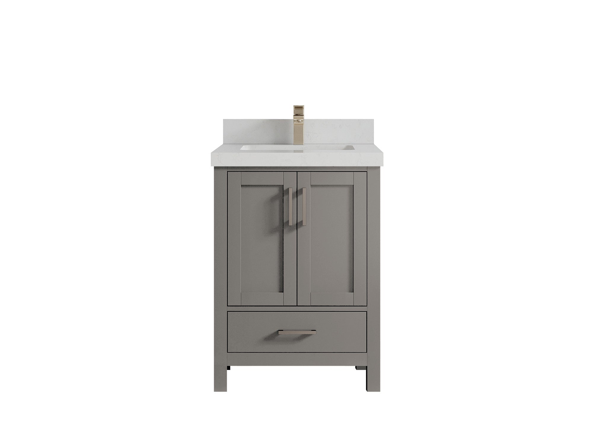Malibu 24-inch bathroom vanity in Elephant Skin Gray with Carrara Quartz countertop