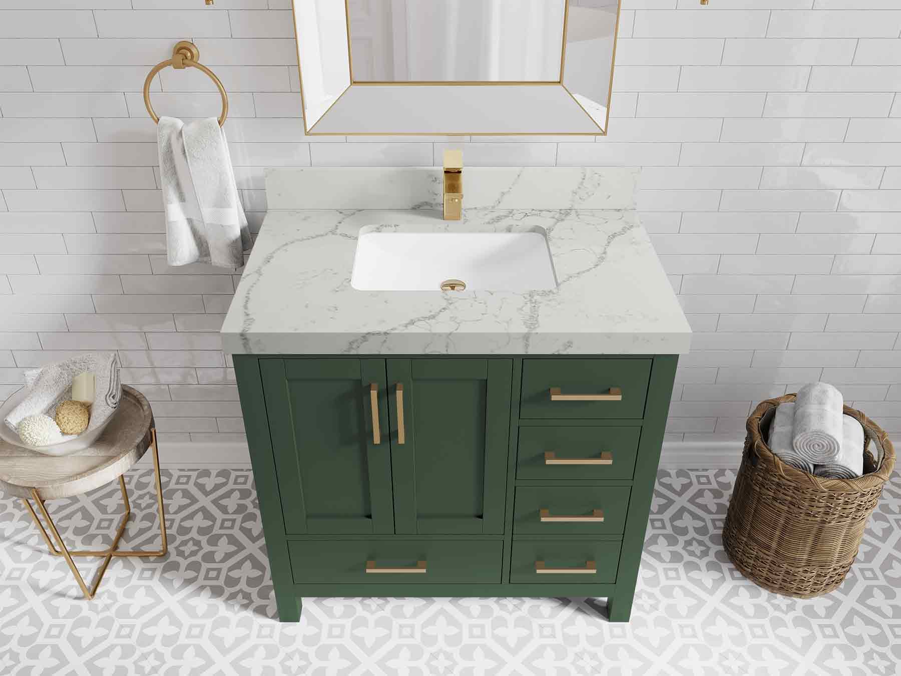 Malibu 36 in. W x 22 in. D Bathroom Vanity Center Sink - Willow Bath and Vanity