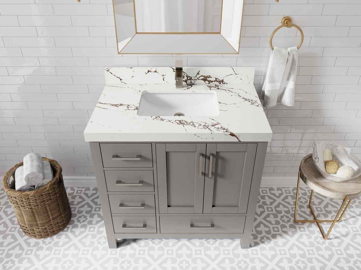 Malibu 36 in. W x 22 in. D Bathroom Vanity Center Sink 2 - Willow Bath and Vanity