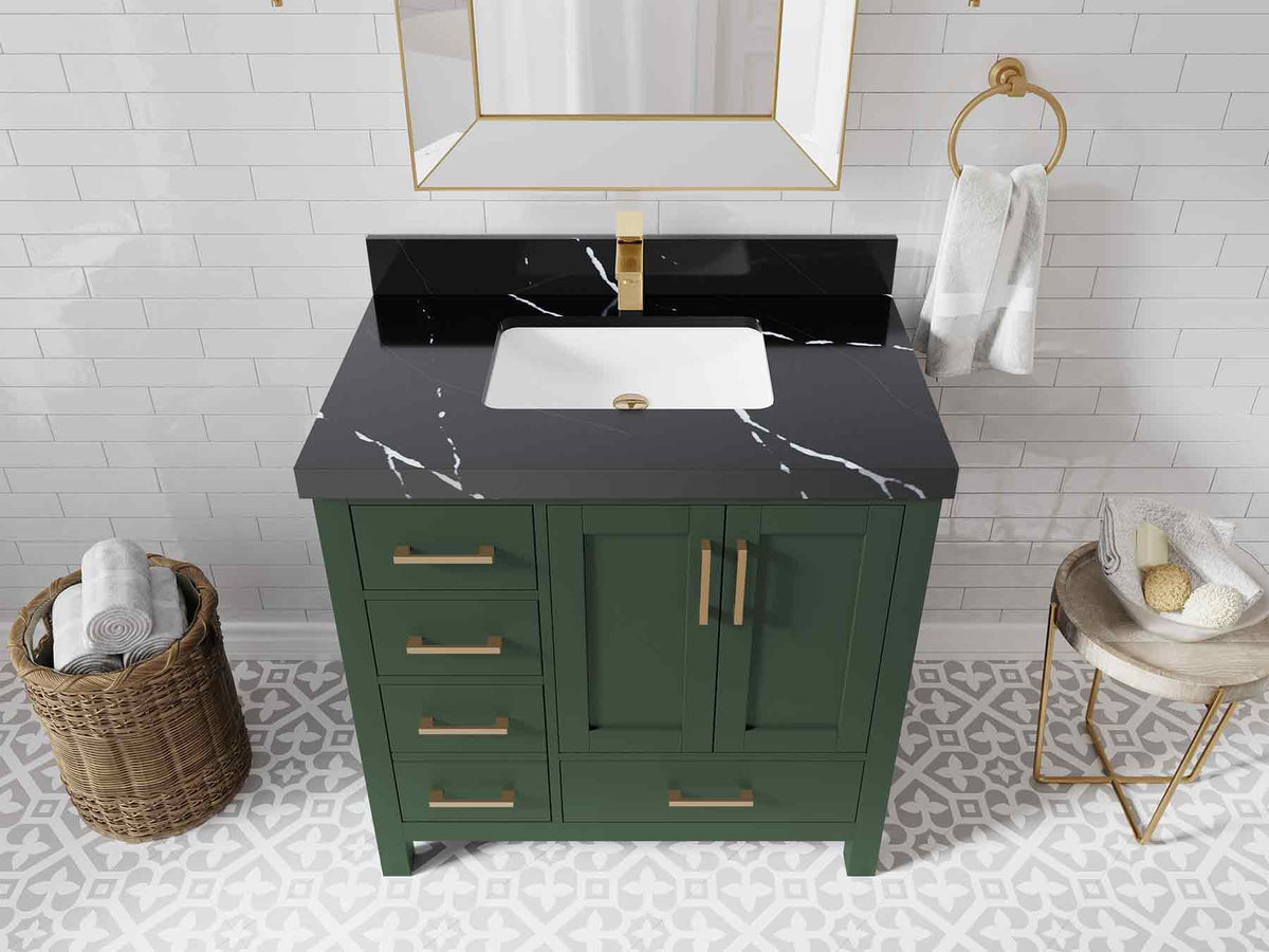Malibu 36 in. W x 22 in. D Bathroom Vanity Center Sink 2 - Willow Bath and Vanity