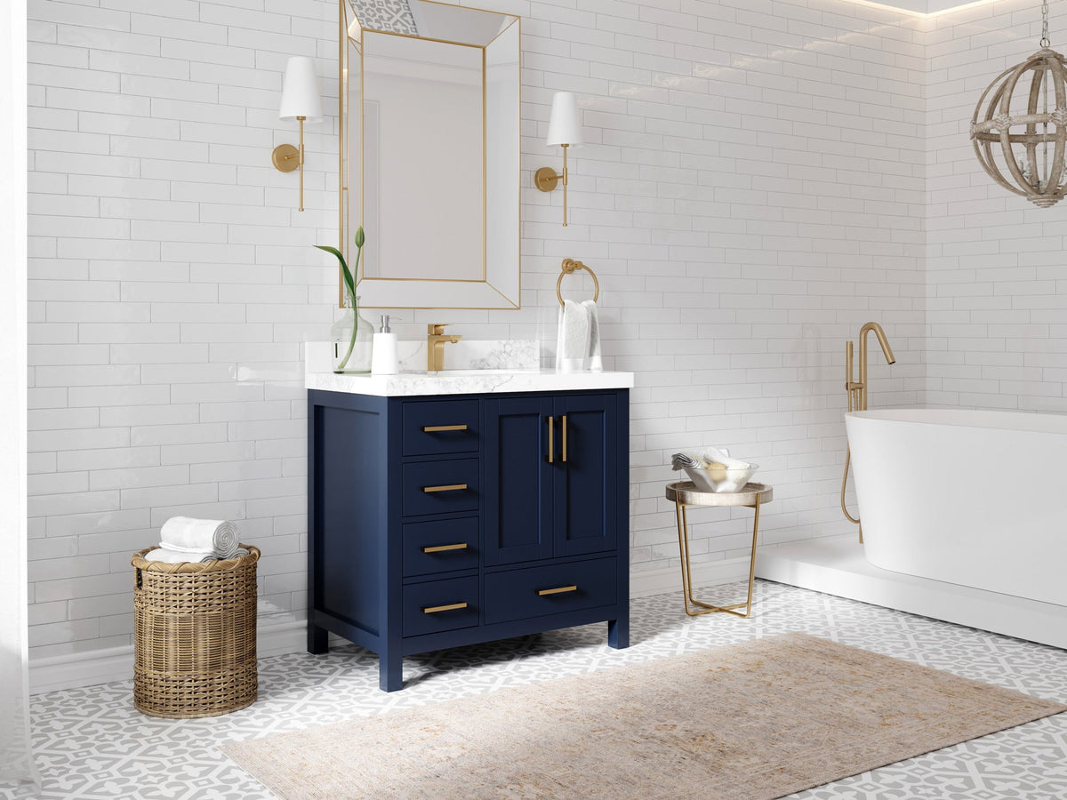 Malibu 36 in. W x 22 in. D Bathroom Vanity Center Sink 2 - Willow Bath and Vanity