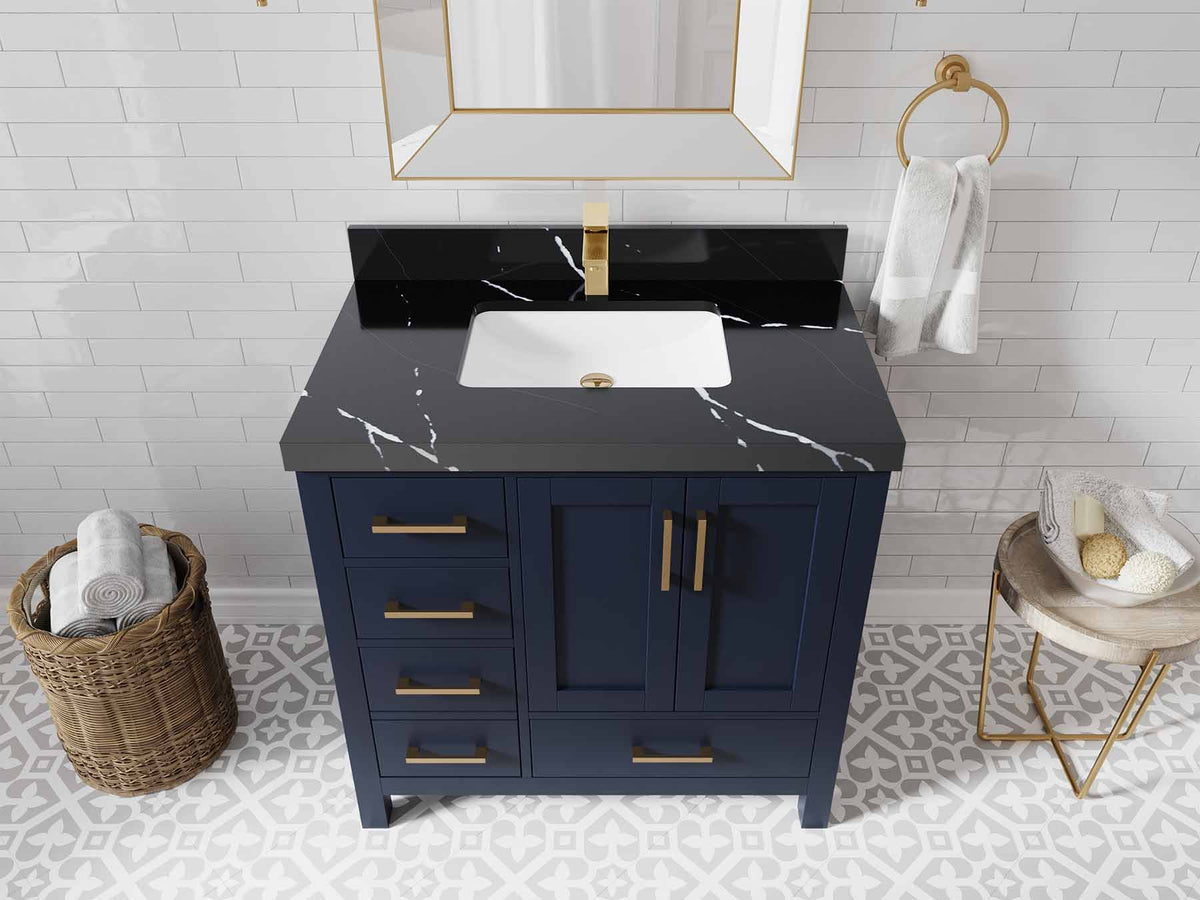 Malibu 36 in. W x 22 in. D Bathroom Vanity Center Sink 2 - Willow Bath and Vanity