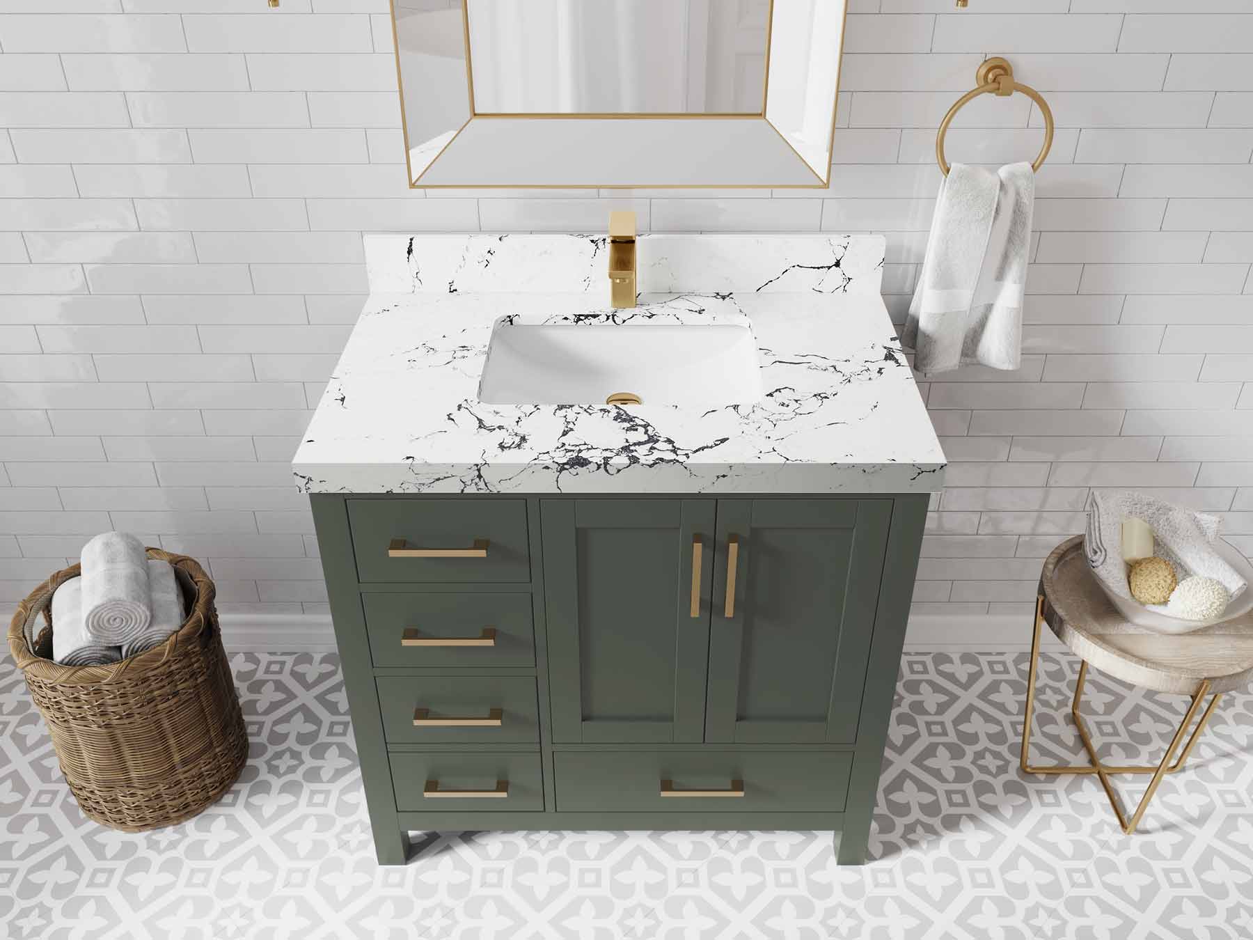 Malibu 36 in. W x 22 in. D Bathroom Vanity Center Sink 2 - Willow Bath and Vanity