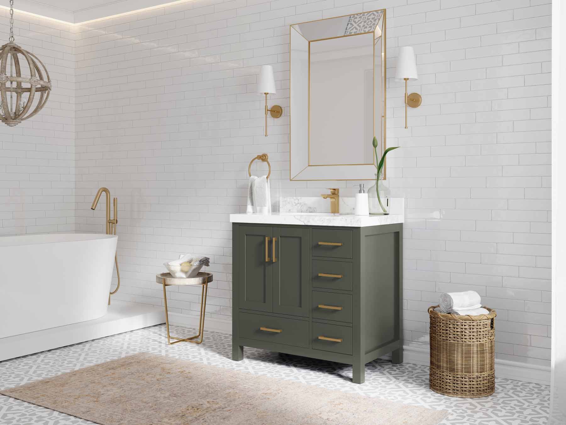 Malibu 36 in. W x 22 in. D Bathroom Vanity Center Sink 2 - Willow Bath and Vanity