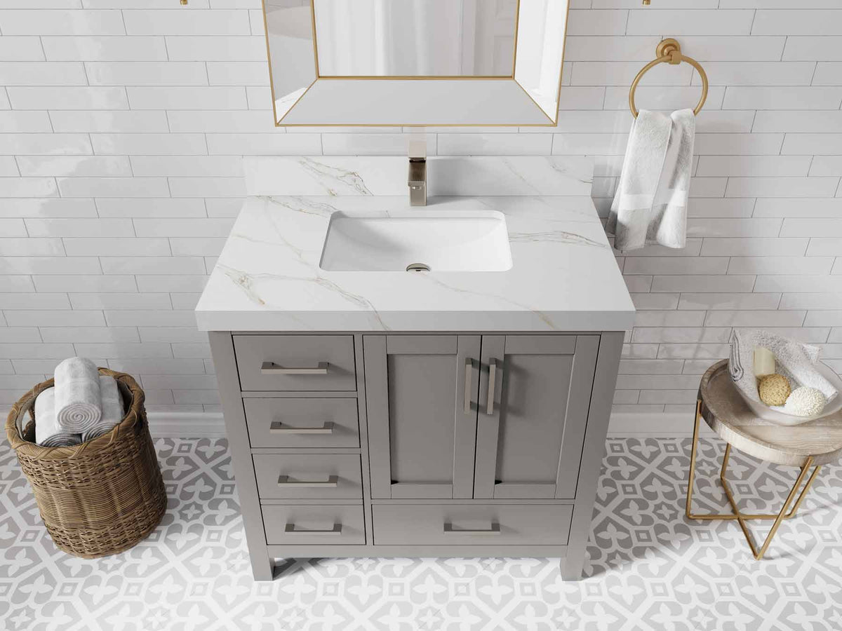 Malibu 36 in. W x 22 in. D Bathroom Vanity Center Sink 2 - Willow Bath and Vanity