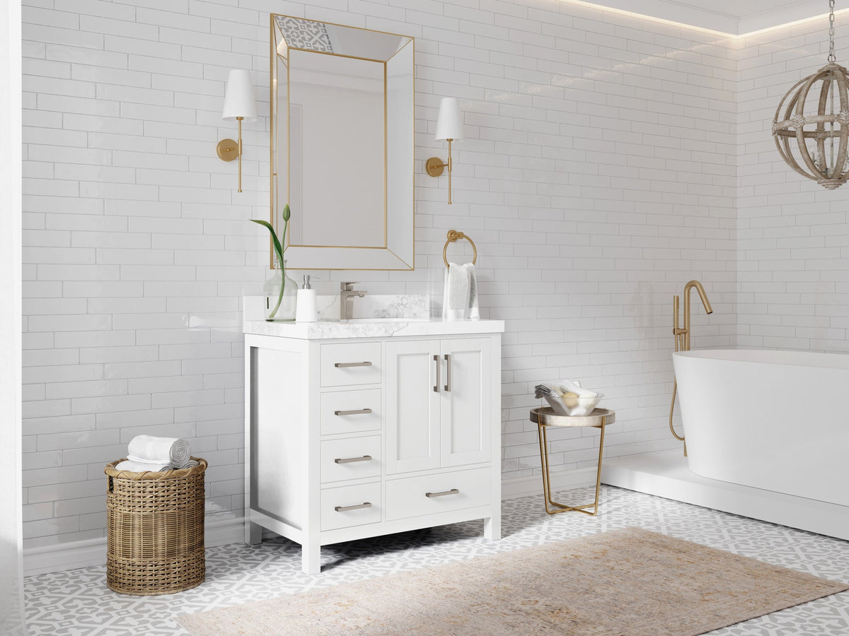 Malibu 36 in. W x 22 in. D Bathroom Vanity Center Sink 2 - Willow Bath and Vanity