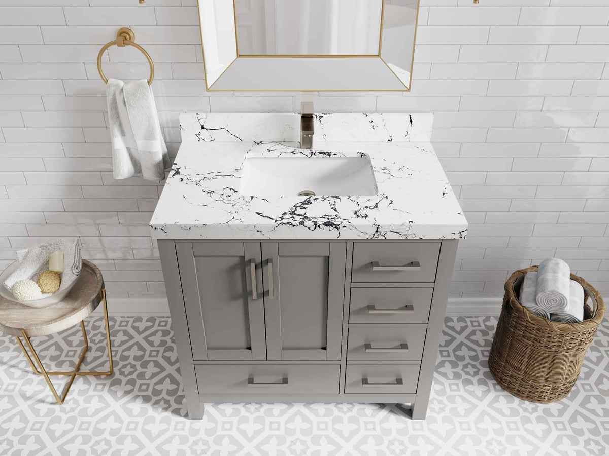 Malibu 36 in. W x 22 in. D Bathroom Vanity Center Sink - Willow Bath and Vanity