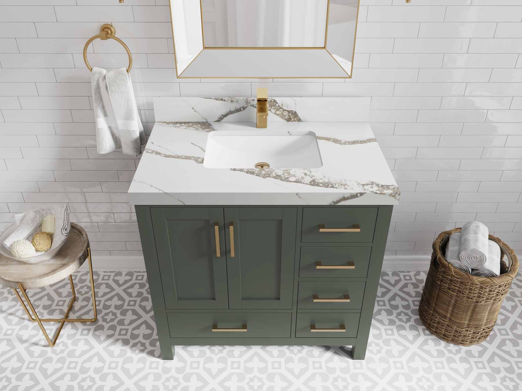 Malibu 36 in. W x 22 in. D Bathroom Vanity Center Sink - Willow Bath and Vanity