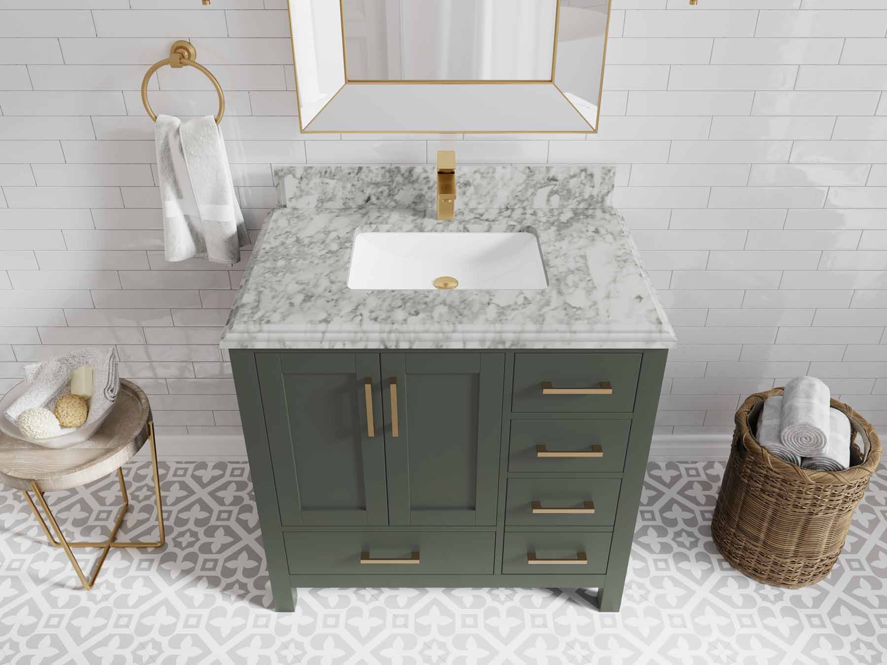 Malibu 36 in. W x 22 in. D Bathroom Vanity Center Sink - Willow Bath and Vanity