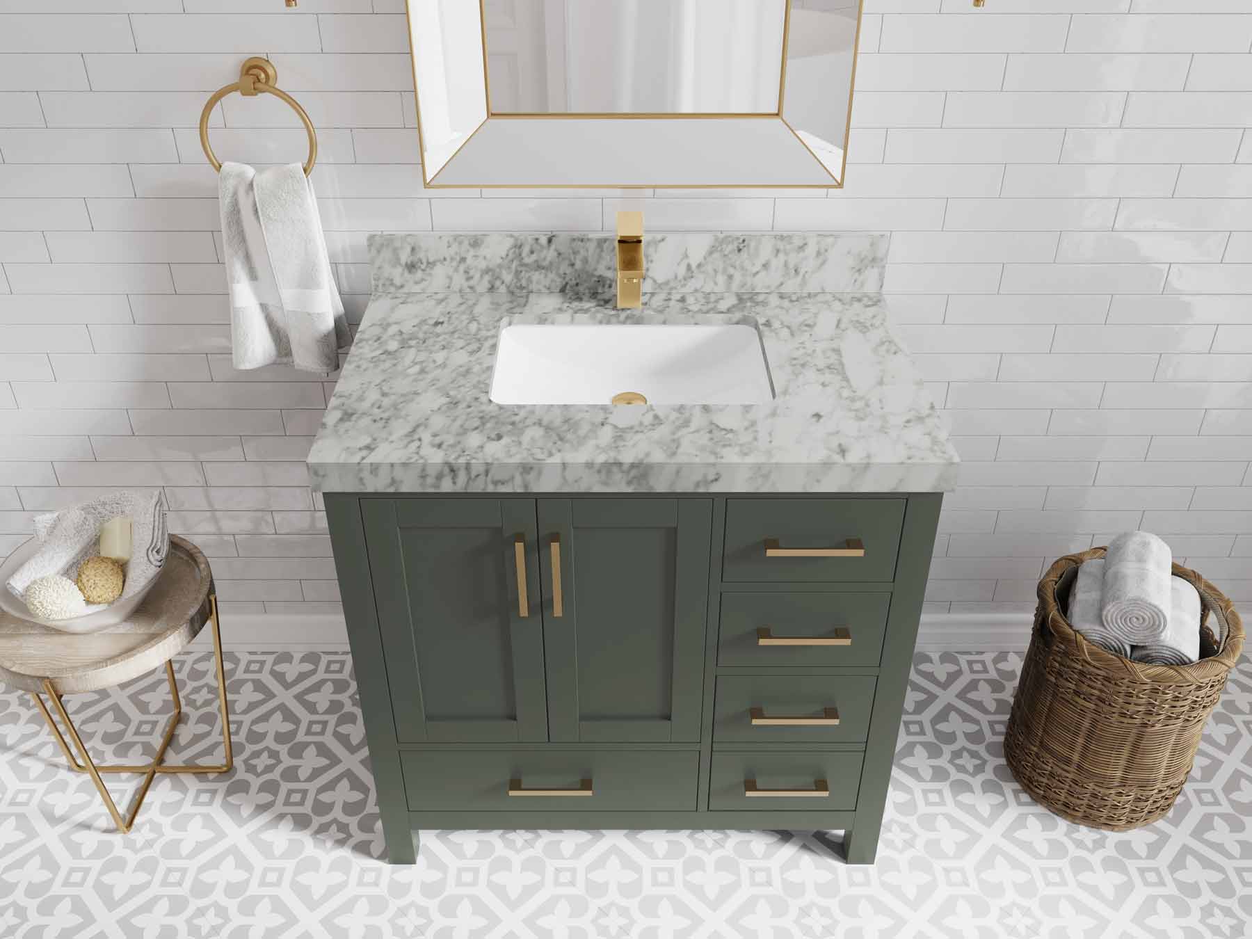 Malibu 36 in. W x 22 in. D Bathroom Vanity Center Sink - Willow Bath and Vanity