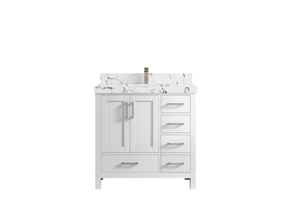Malibu 36 in. W x 22 in. D Bathroom Vanity Center Sink - Willow Bath and Vanity