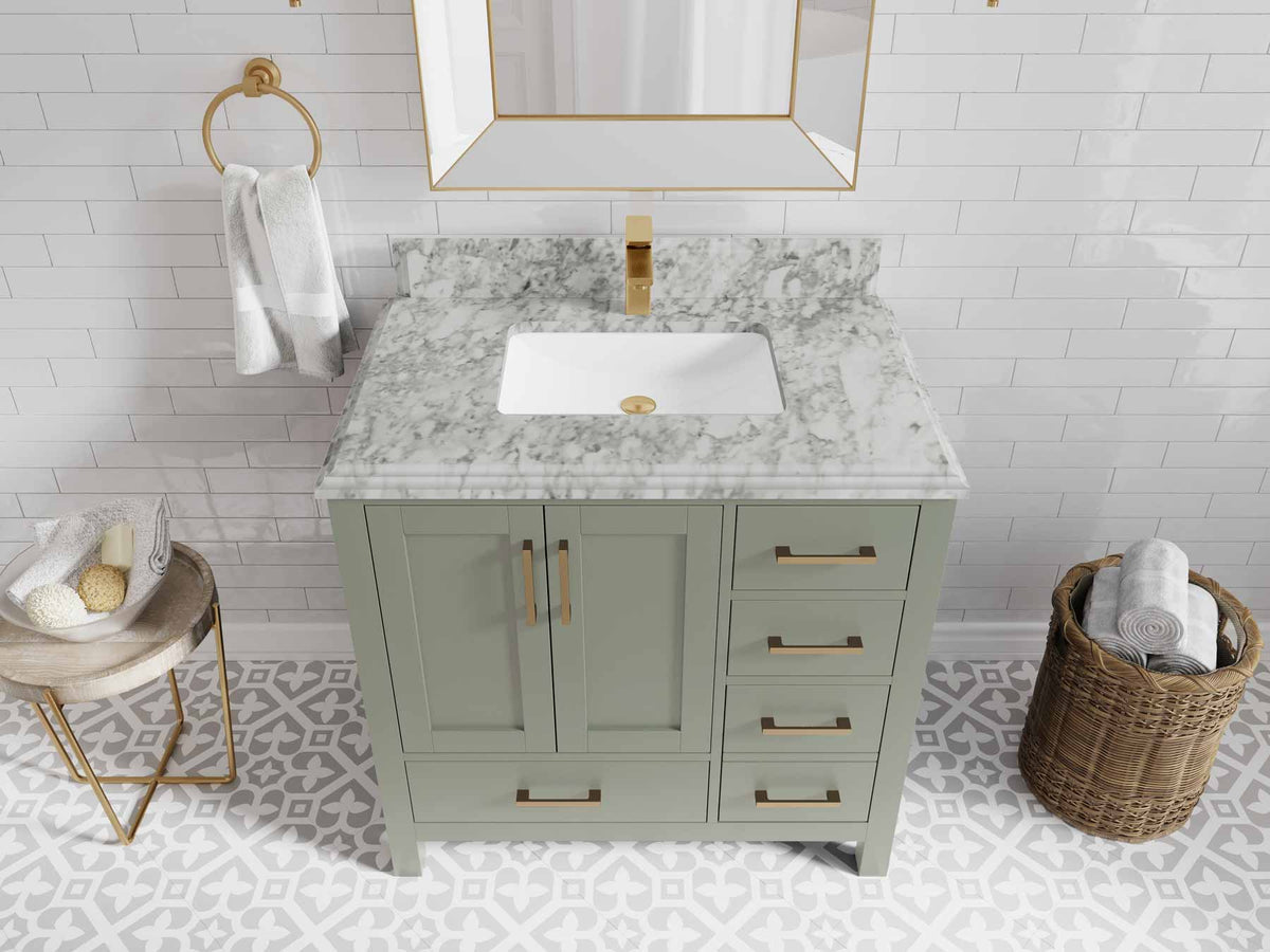 Malibu 36 in. W x 22 in. D Bathroom Vanity Center Sink - Willow Bath and Vanity