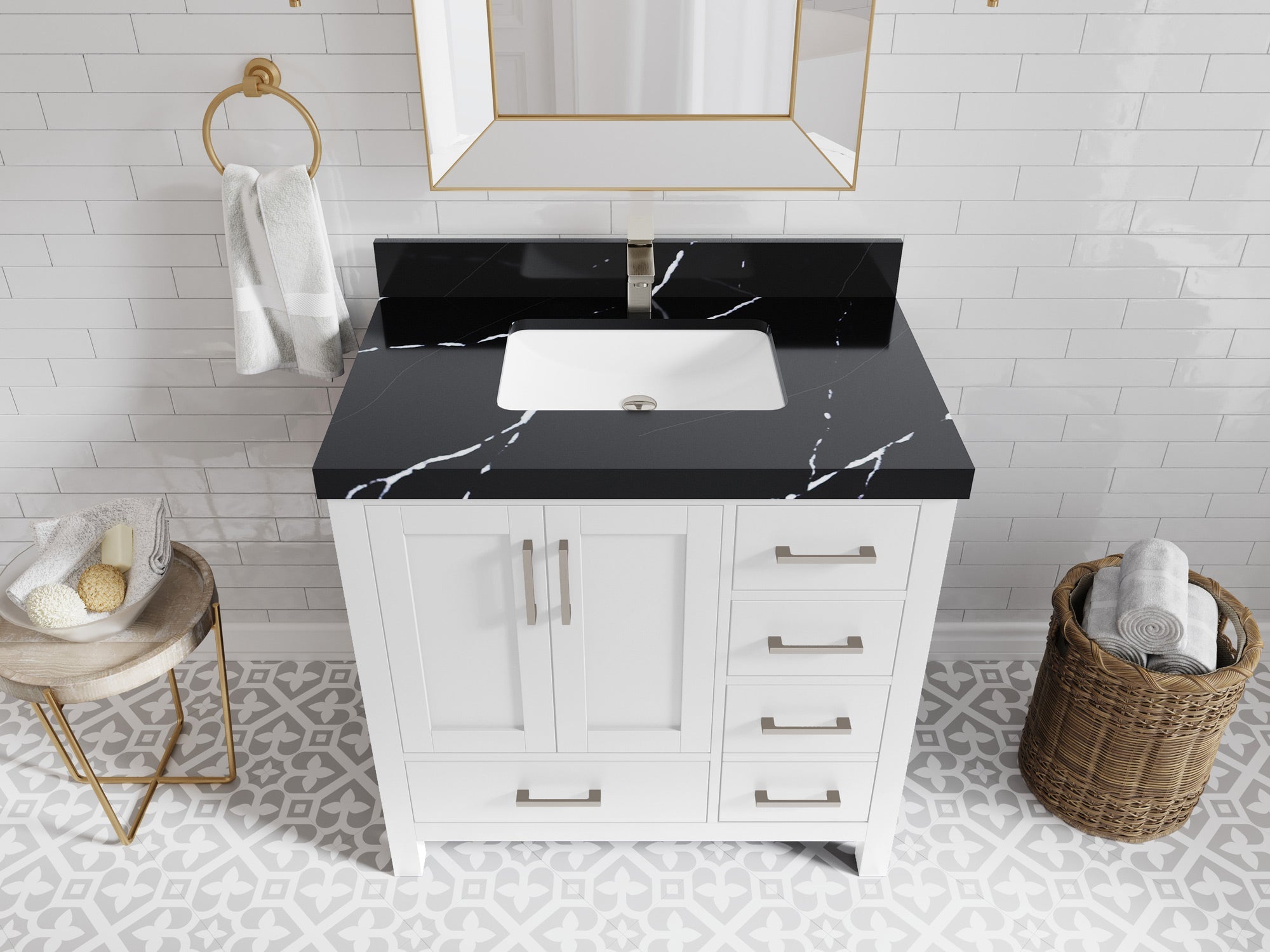 Malibu 36 in. W x 22 in. D Bathroom Vanity Center Sink - Willow Bath and Vanity