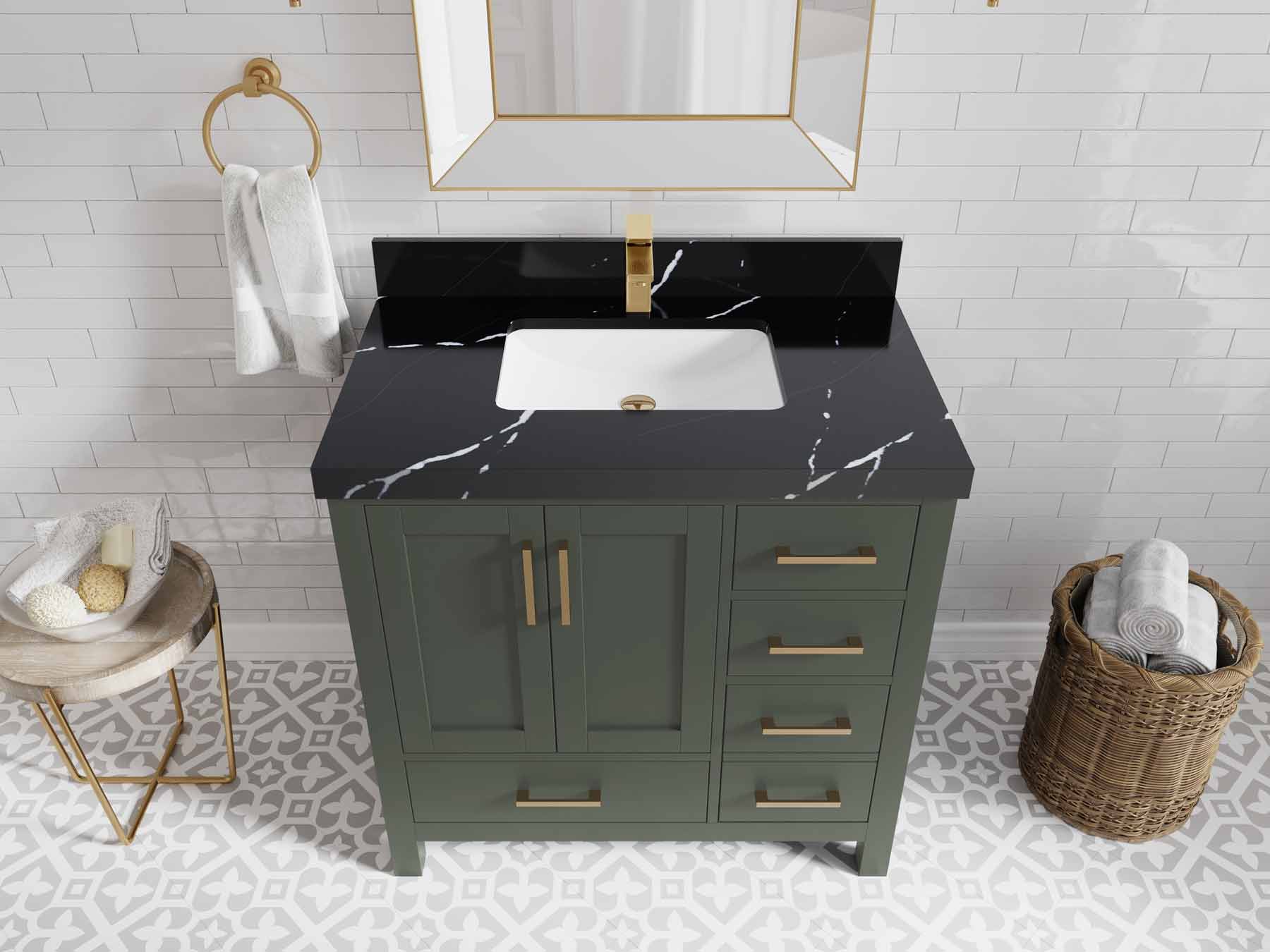 Malibu 36 in. W x 22 in. D Bathroom Vanity Center Sink - Willow Bath and Vanity