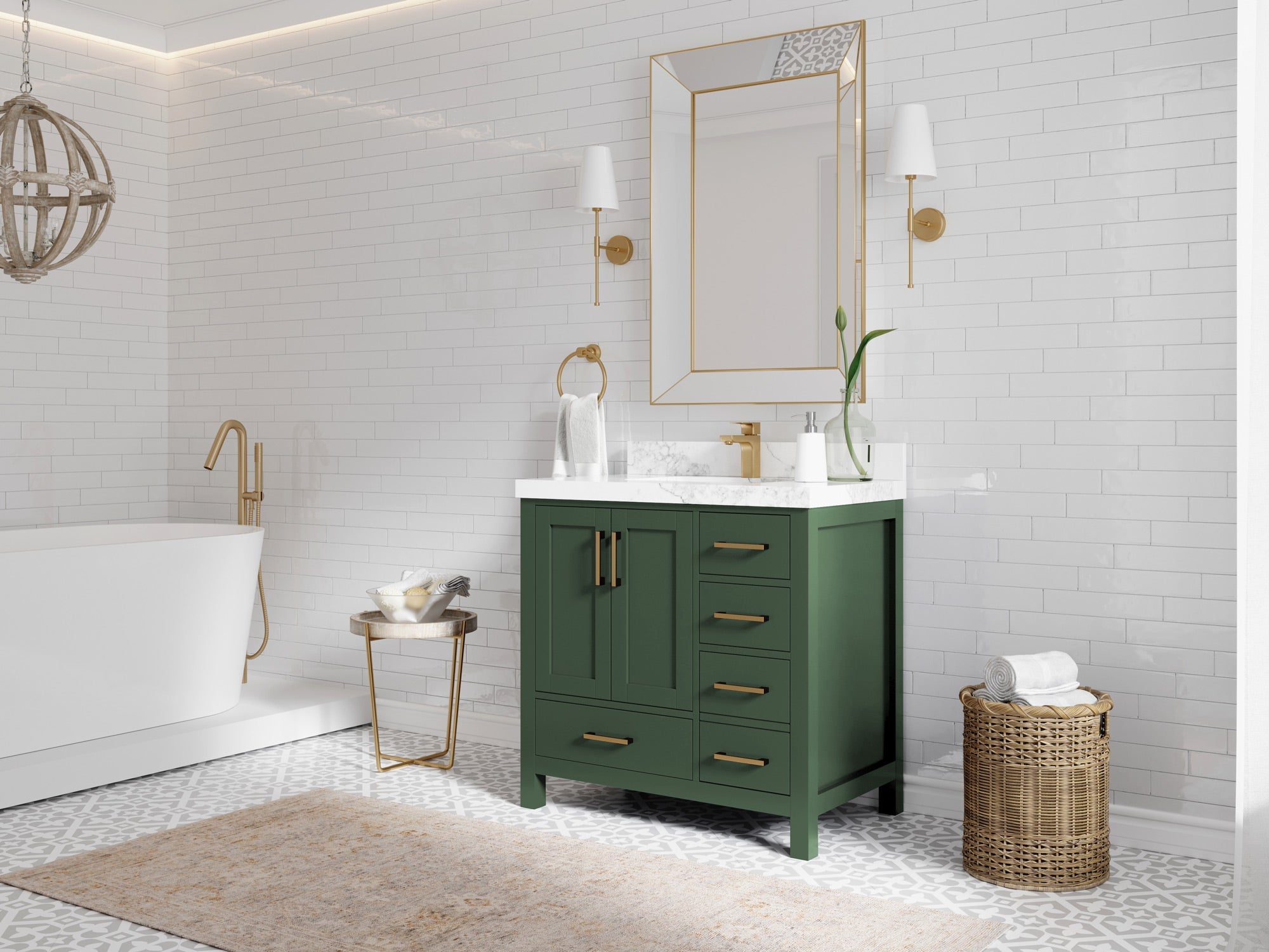Malibu 36 in. W x 22 in. D Bathroom Vanity Center Sink - Willow Bath and Vanity