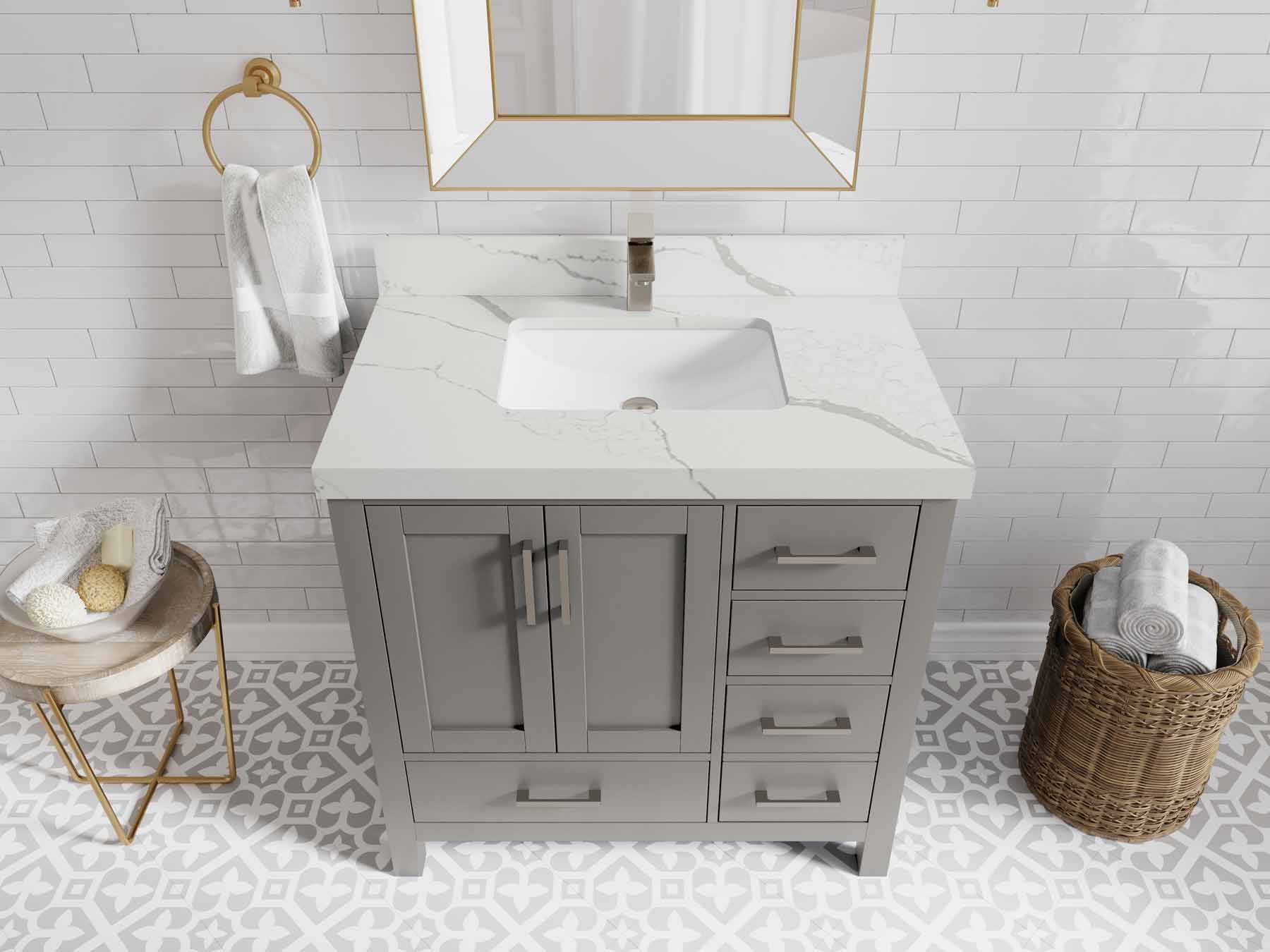 Malibu 36 in. W x 22 in. D Bathroom Vanity Center Sink - Willow Bath and Vanity